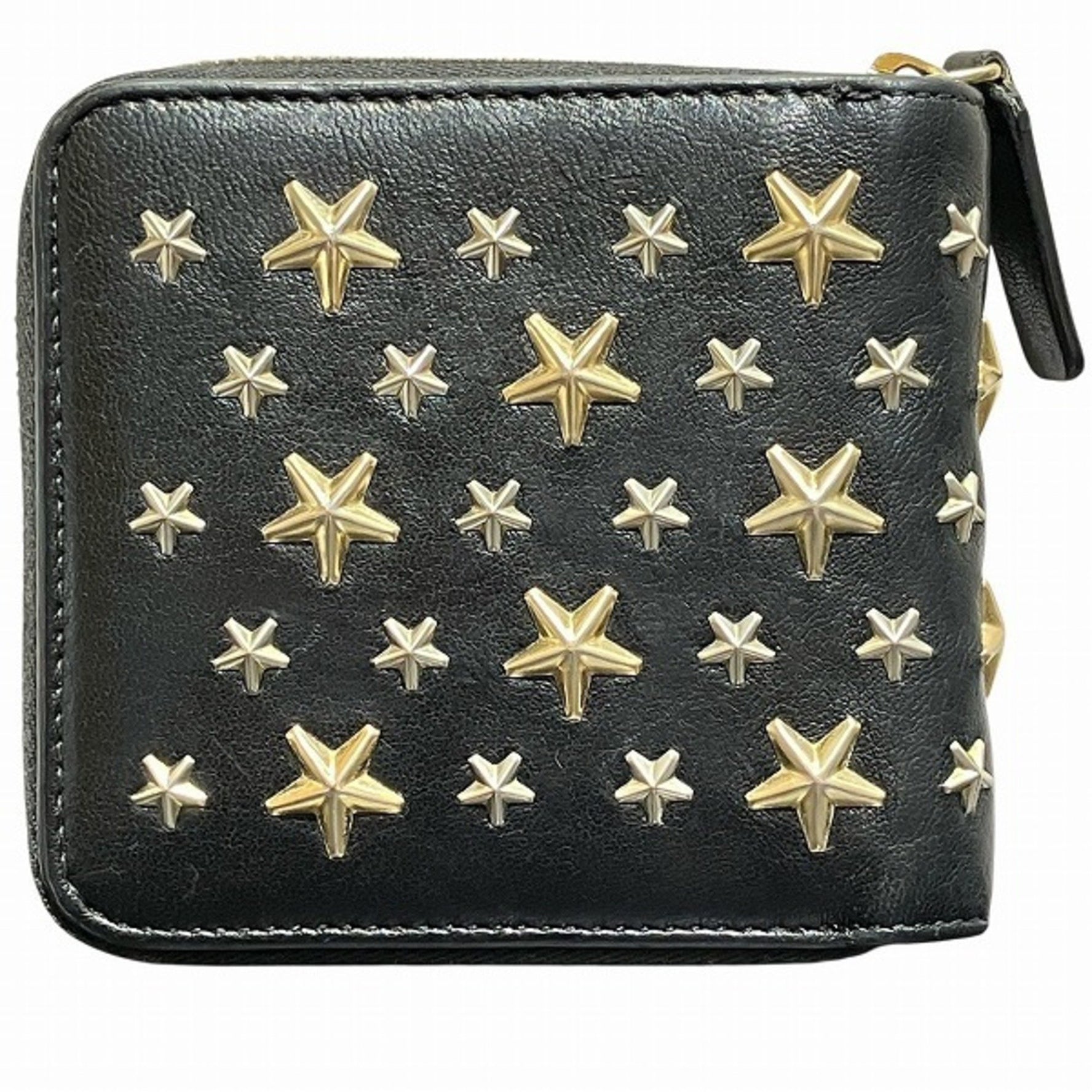 Jimmy Choo Star Studs Round Zip Bifold Wallet