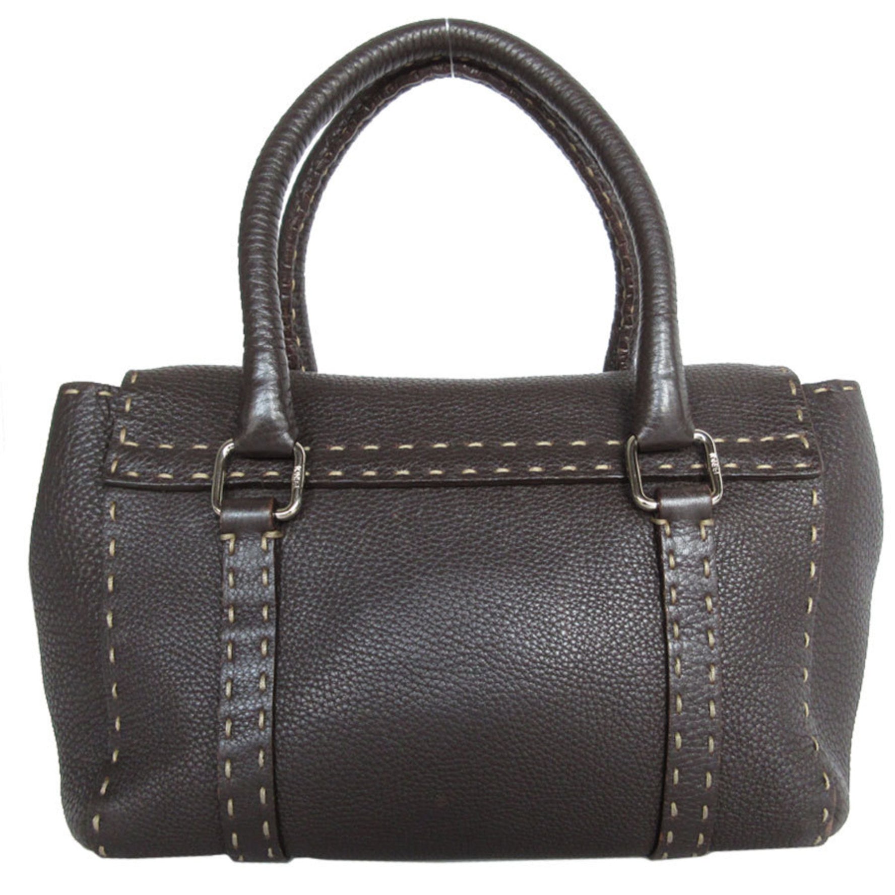 FENDI handbag Selleria leather dark brown silver