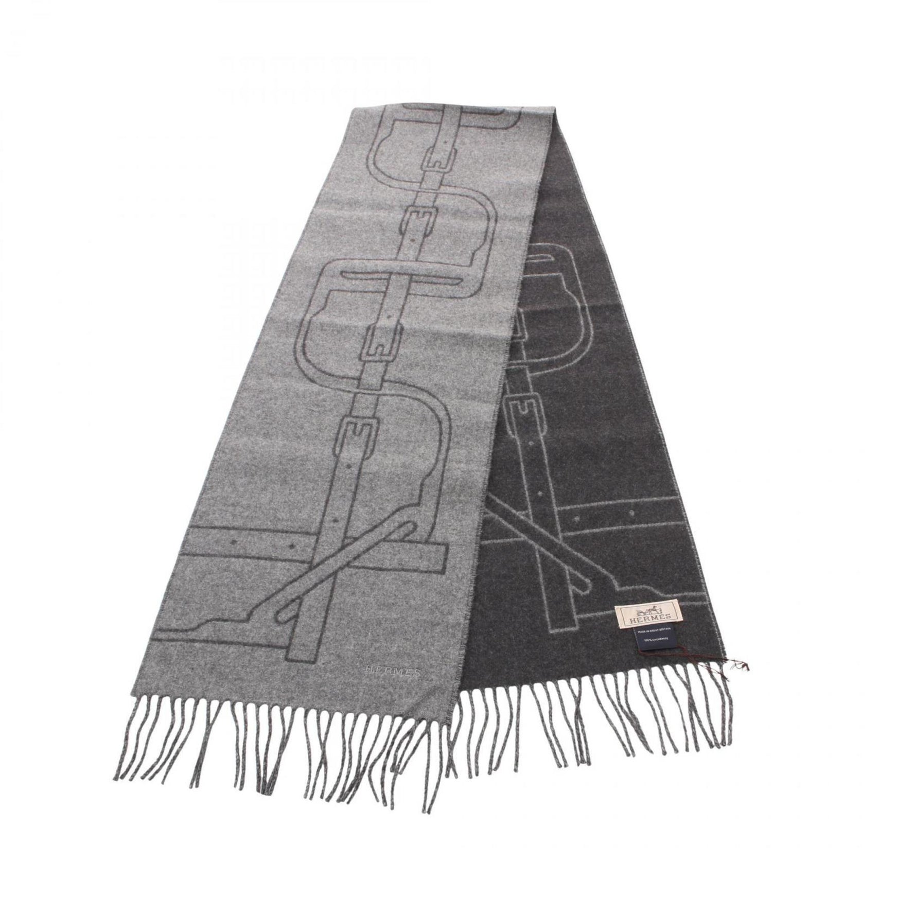 HERMES Mors a Jouets scarf, clothing, cashmere, men's, grey