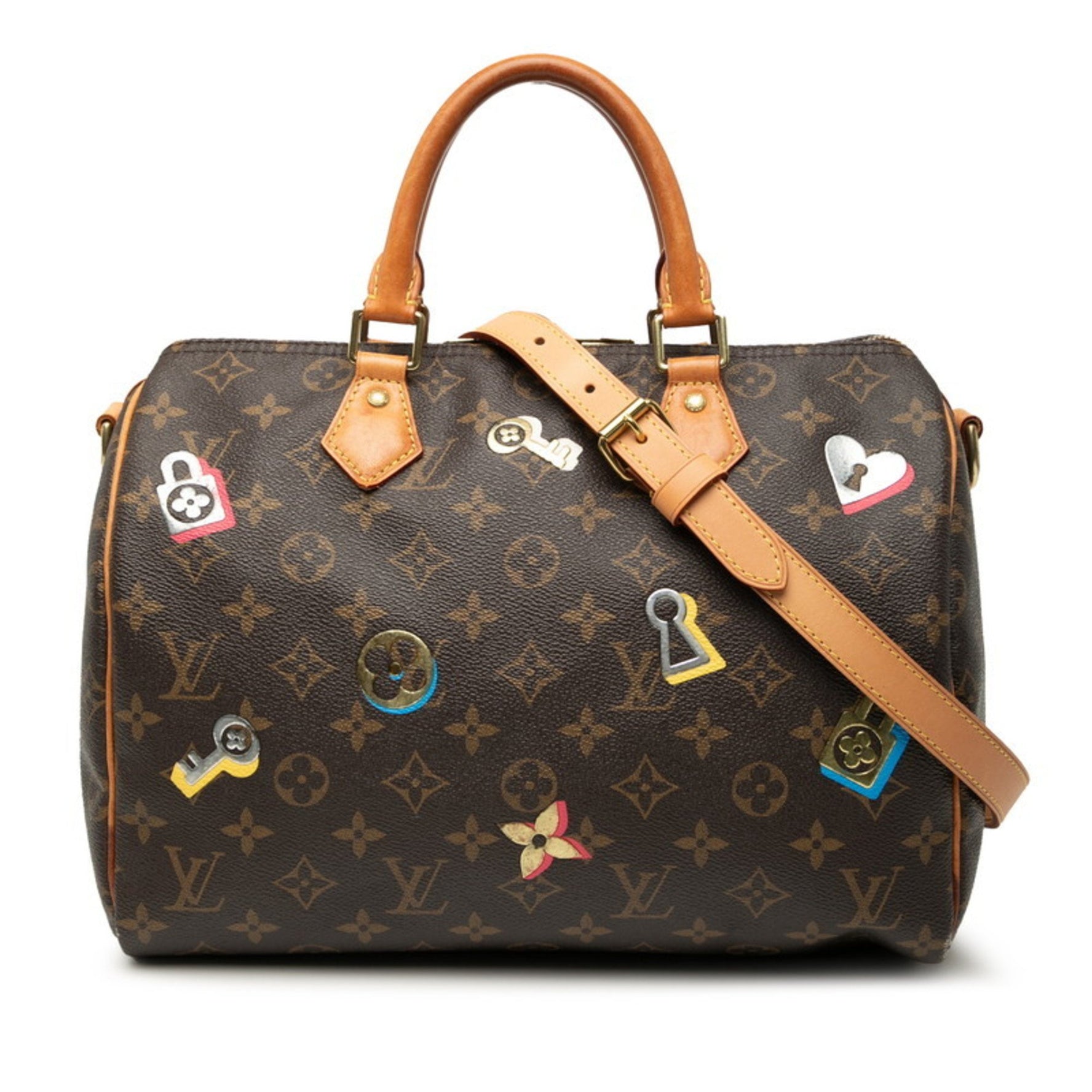 Louis Vuitton Monogram Love Lock Speedy Bandouliere 30 Boston/Shoulder Bag, Brown Leather