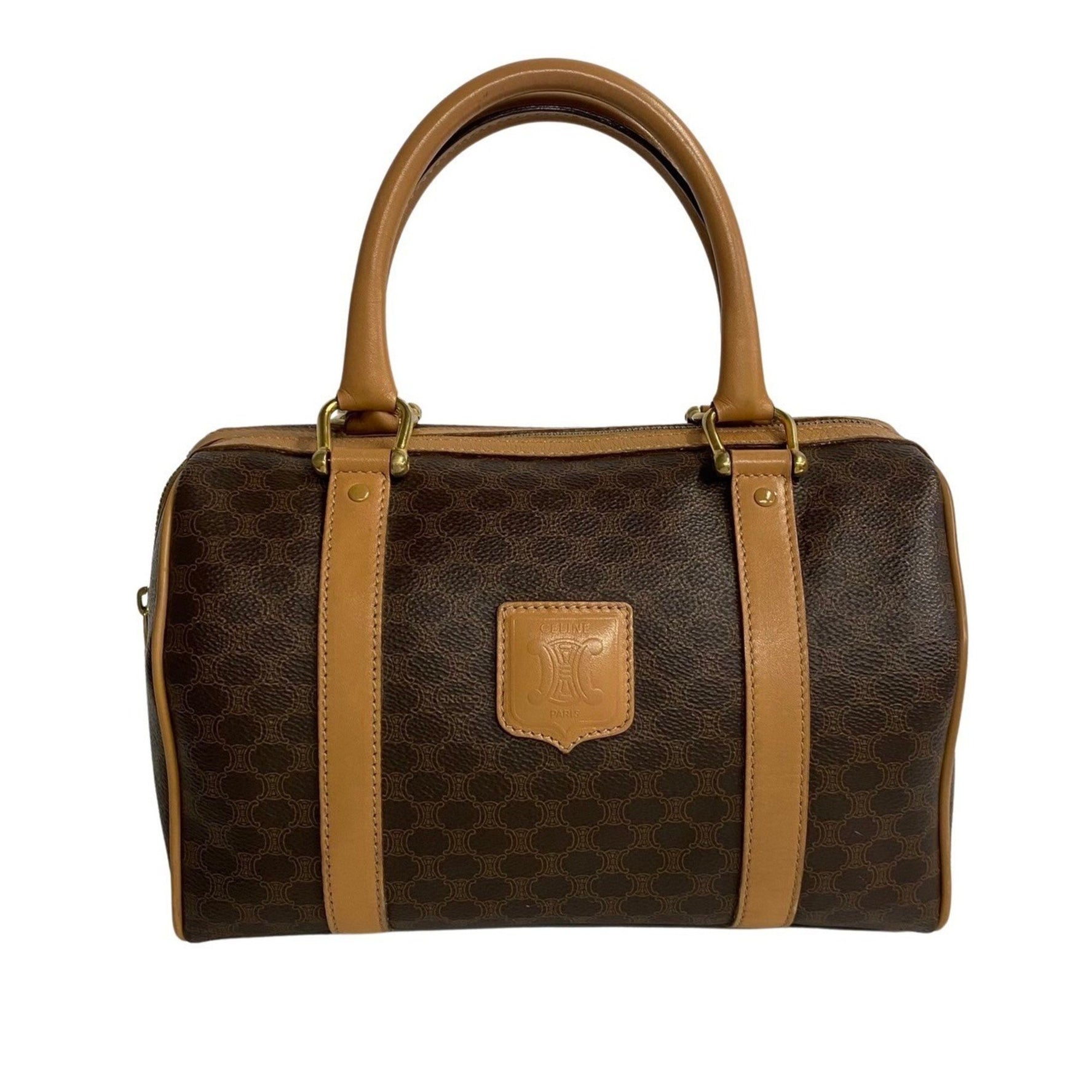 CELINE Macadam Blason Triomphe Pattern Leather Handbag Boston Bag