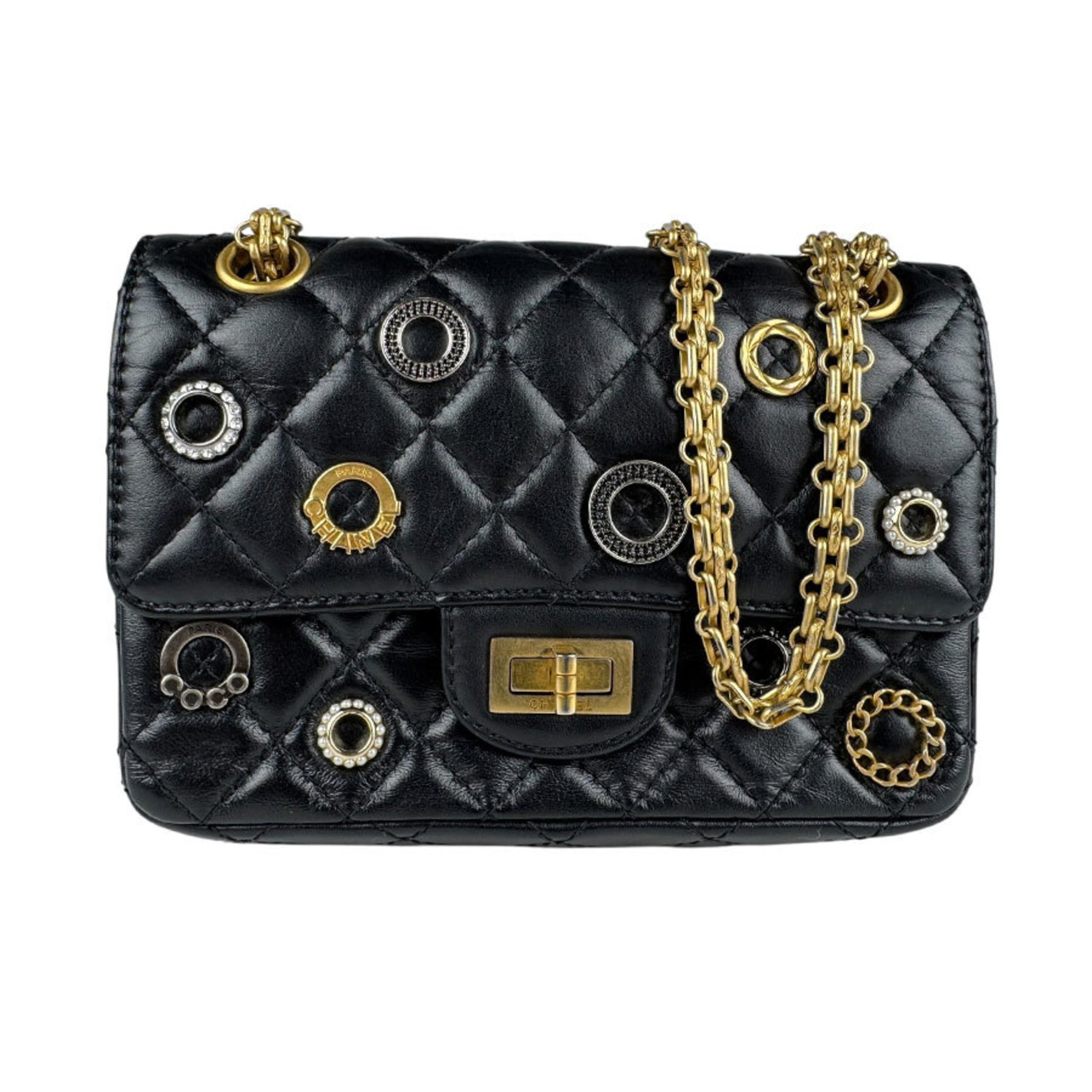 CHANEL Shoulder Bag 2.55 Leather Metal
