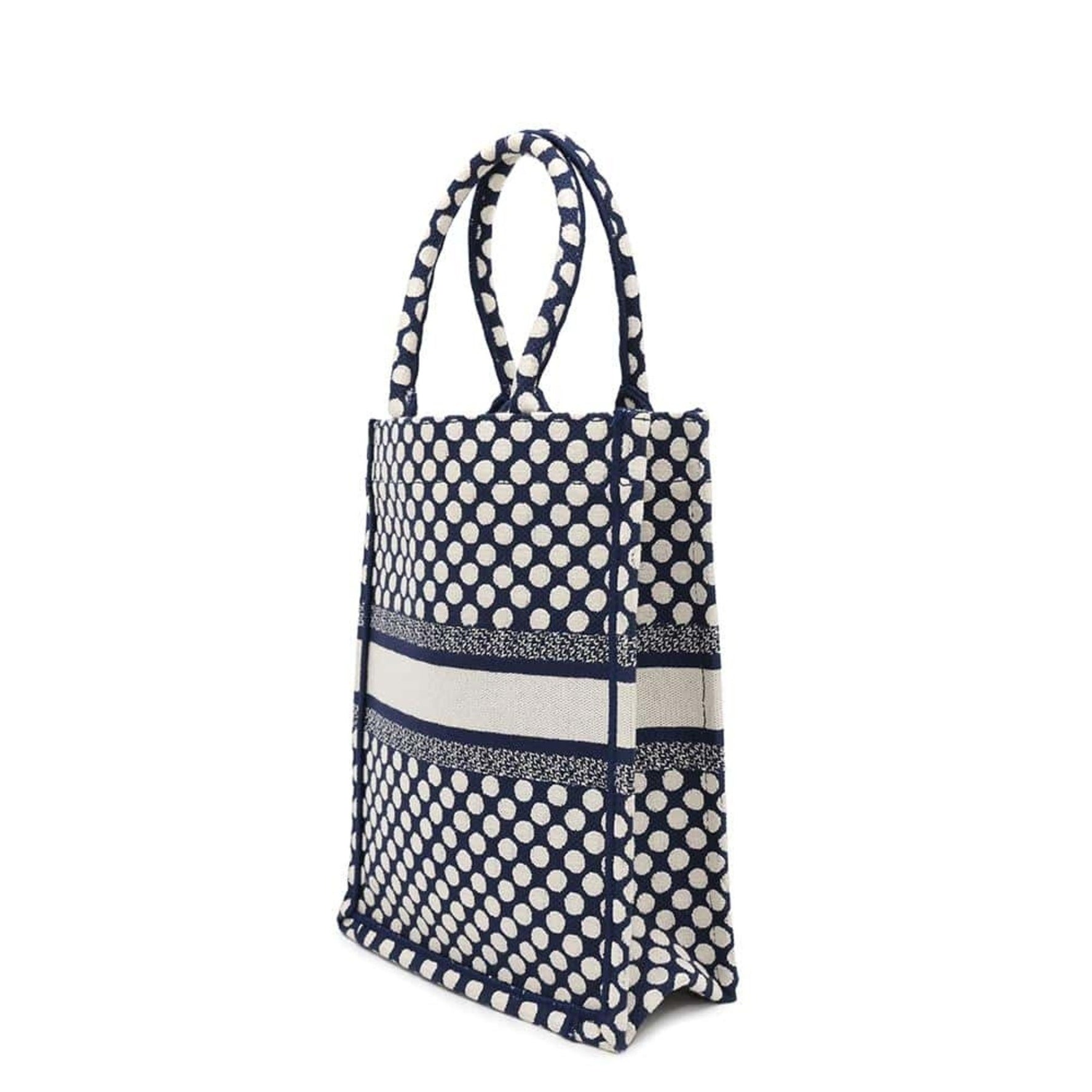 Christian Dior Handbag Vertical Book Tote Dot Bag