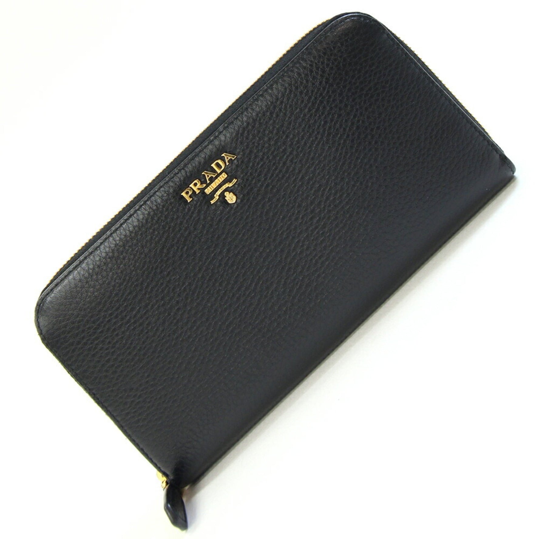 Prada Land Long Wallet Leather Round Zip