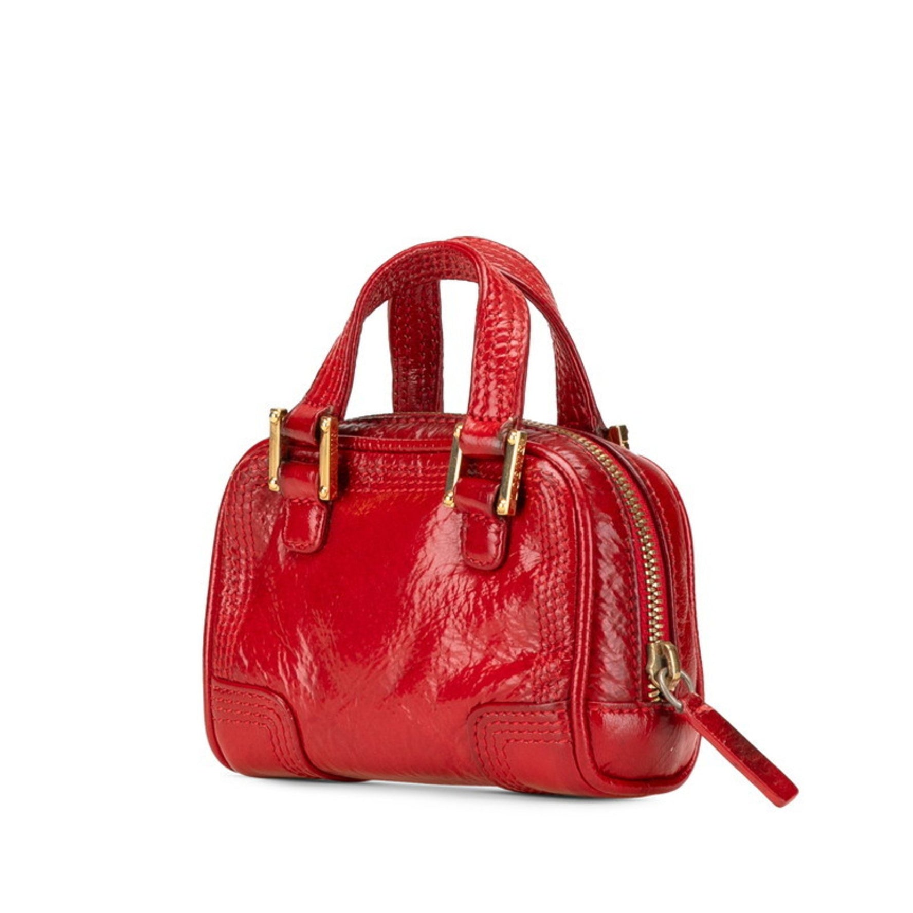 LOEWE Anagram Amazona Shoulder Bag Red Patent Leather