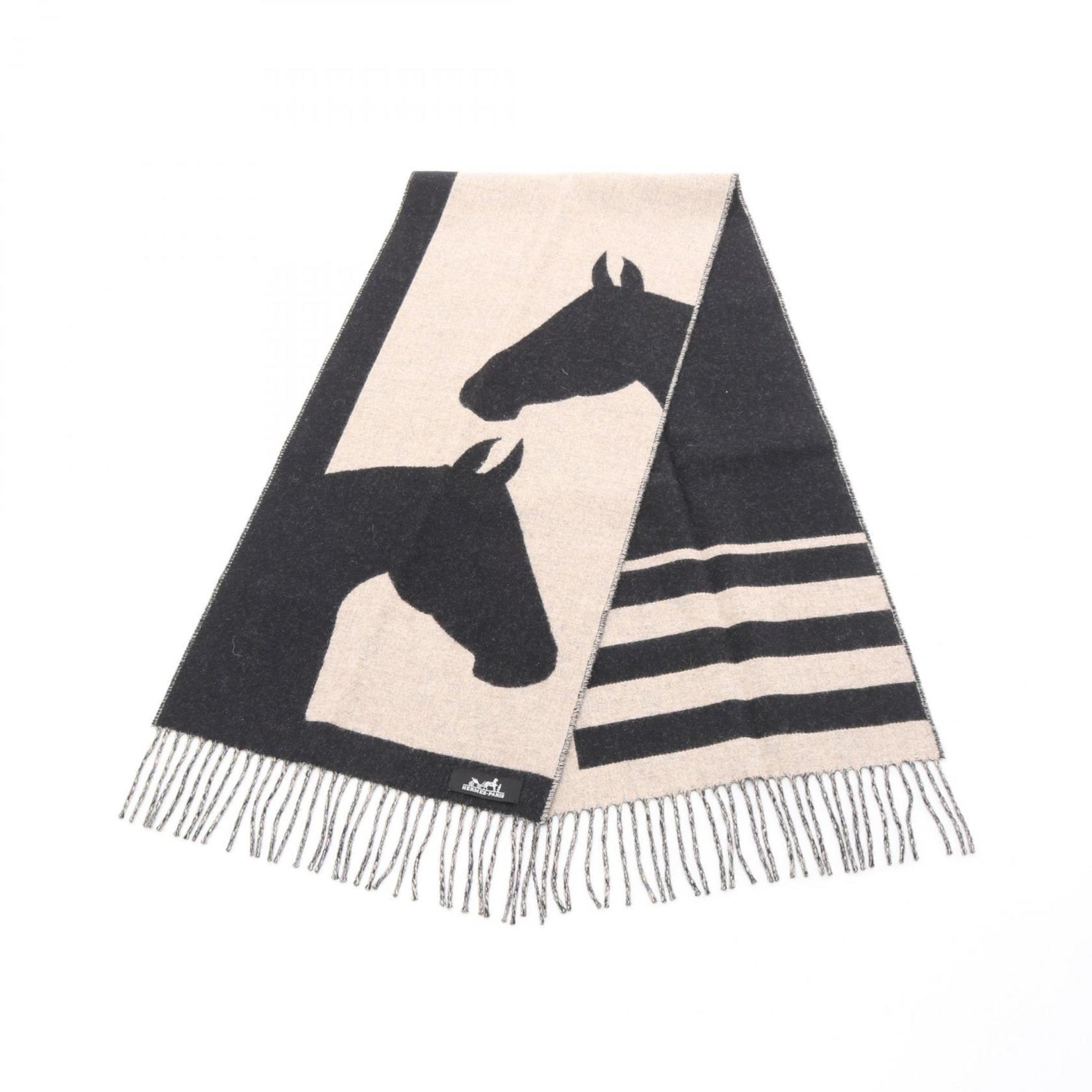 Hermes Love Story Scarf Clothing Cashmere Black Beige