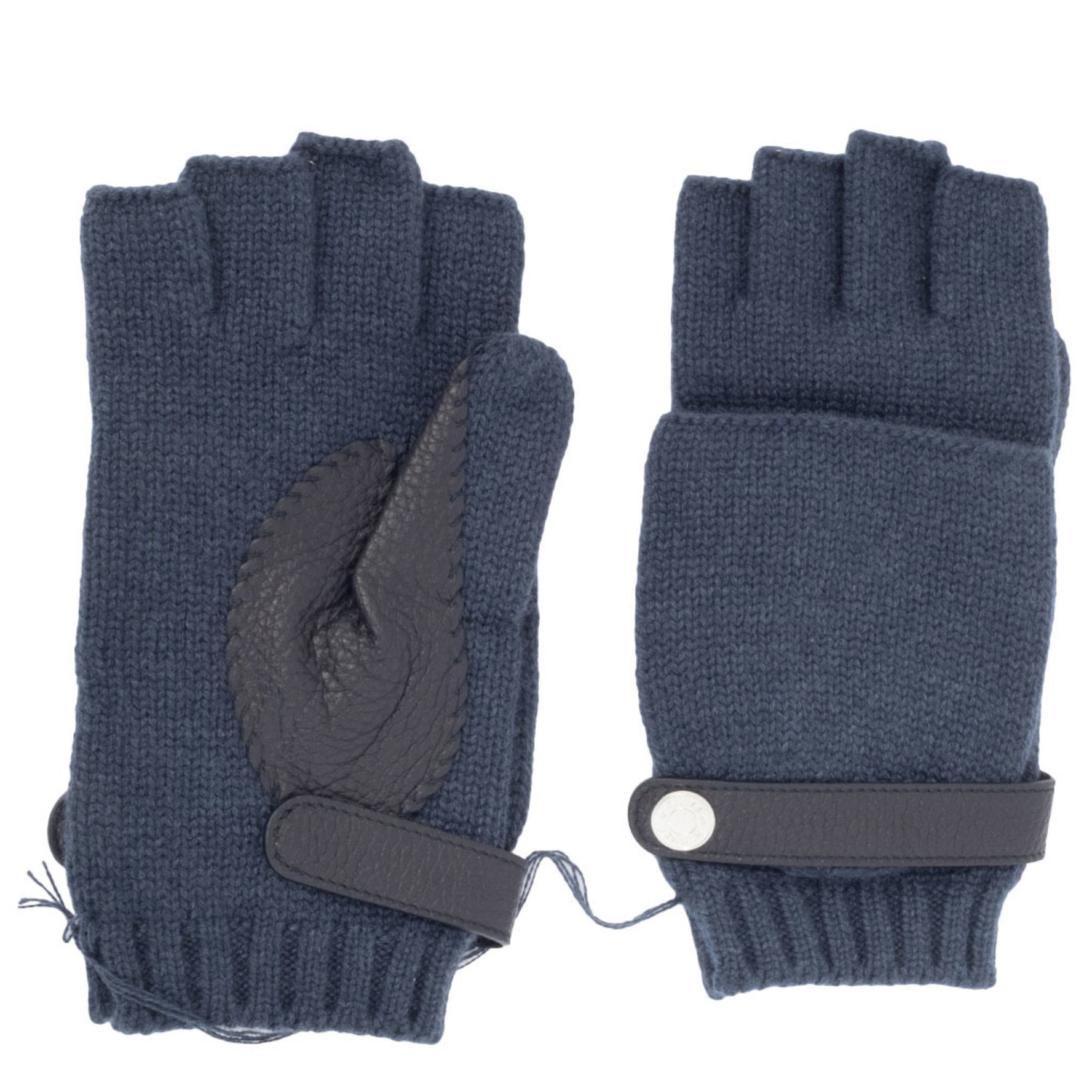 Hermes Lionel Fingerless Cashmere Blue Noir L Mittens