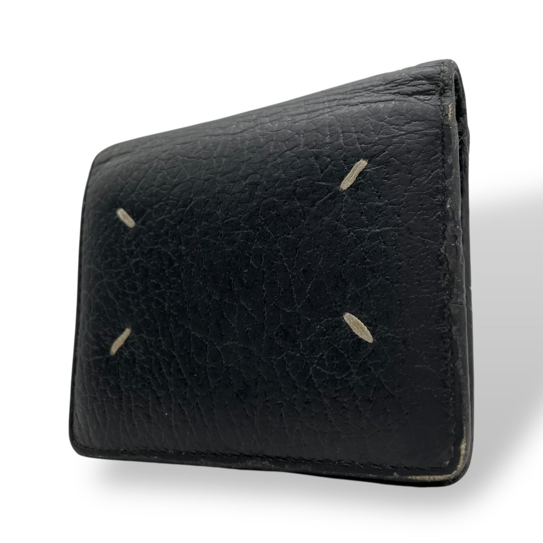 Maison Margiela Bi-fold Wallet Compact Mini Black Leather S56UI0140 Calendar Tag 4 Stitches Men's Women's M5