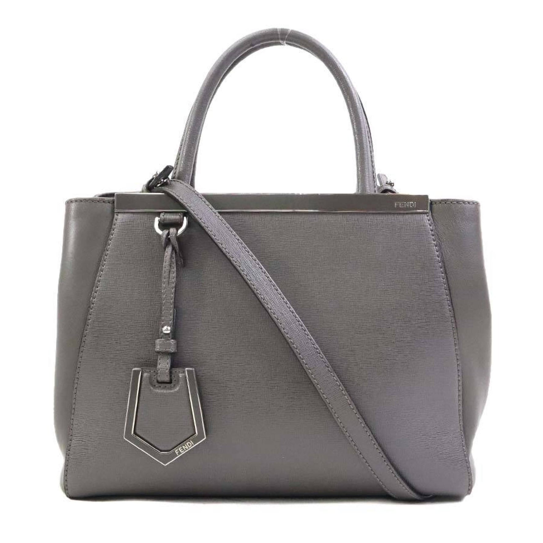 Fendi Toujours Handbag Shoulder Bag in Grey and Silver Leather