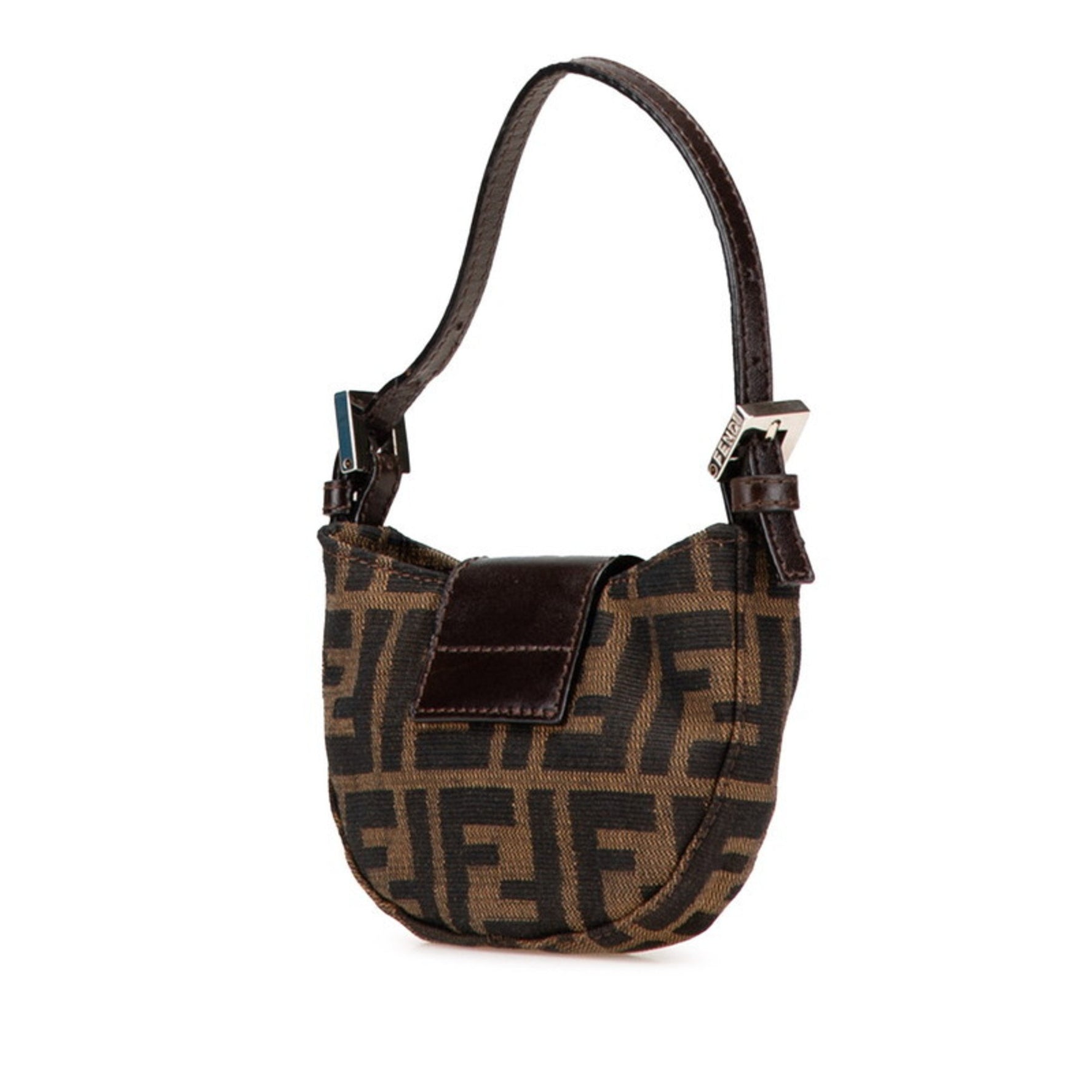 Fendi Zucca Mini Croissant Handbag Pouch Canvas and Leather
