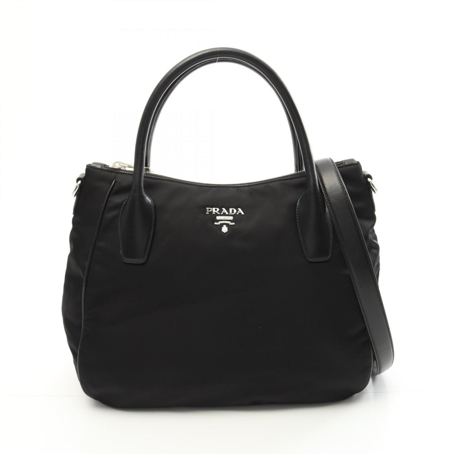 PRADA TESSUTO + SOFT CALF Tote Bag Nylon Leather