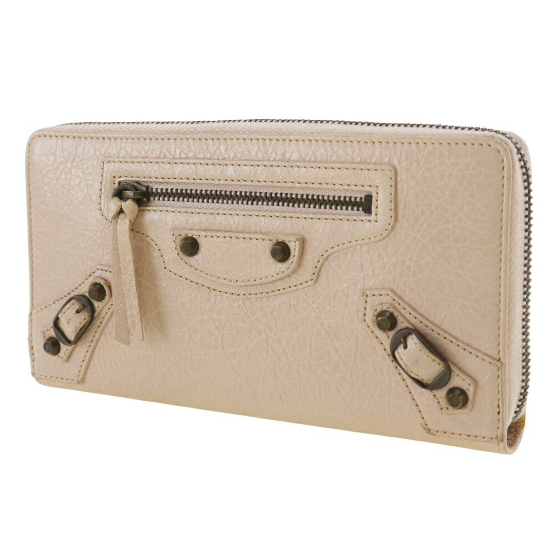 BALENCIAGA Classic Continental Long Wallet Calf Beige Pink