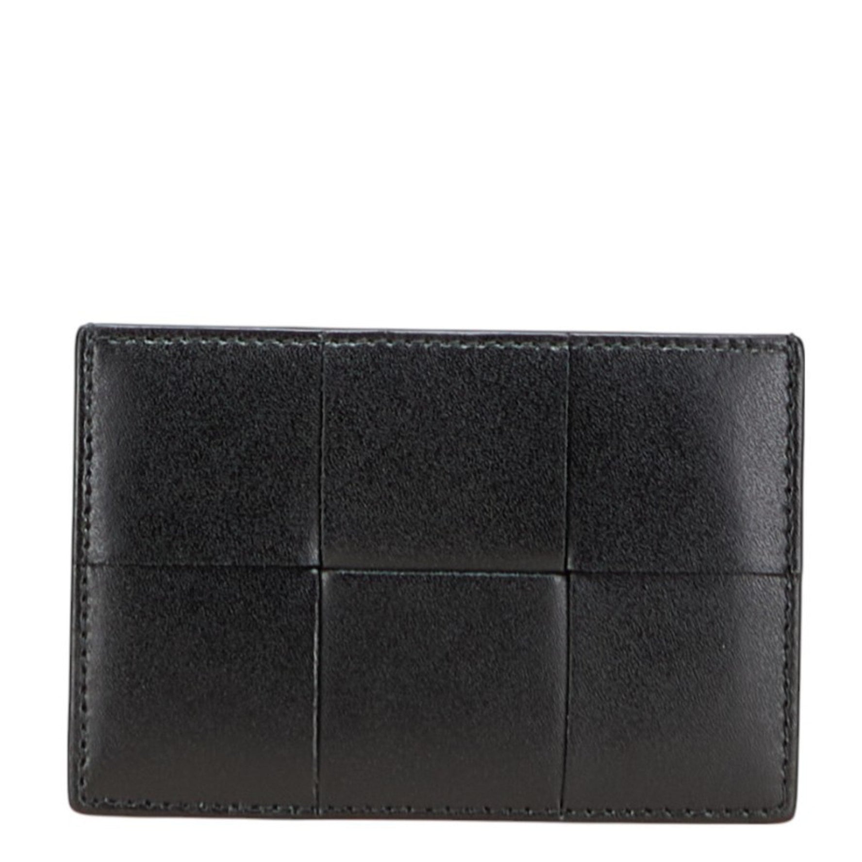Bottega Veneta Maxi Intrecciato Card Case in Black and Green Leather