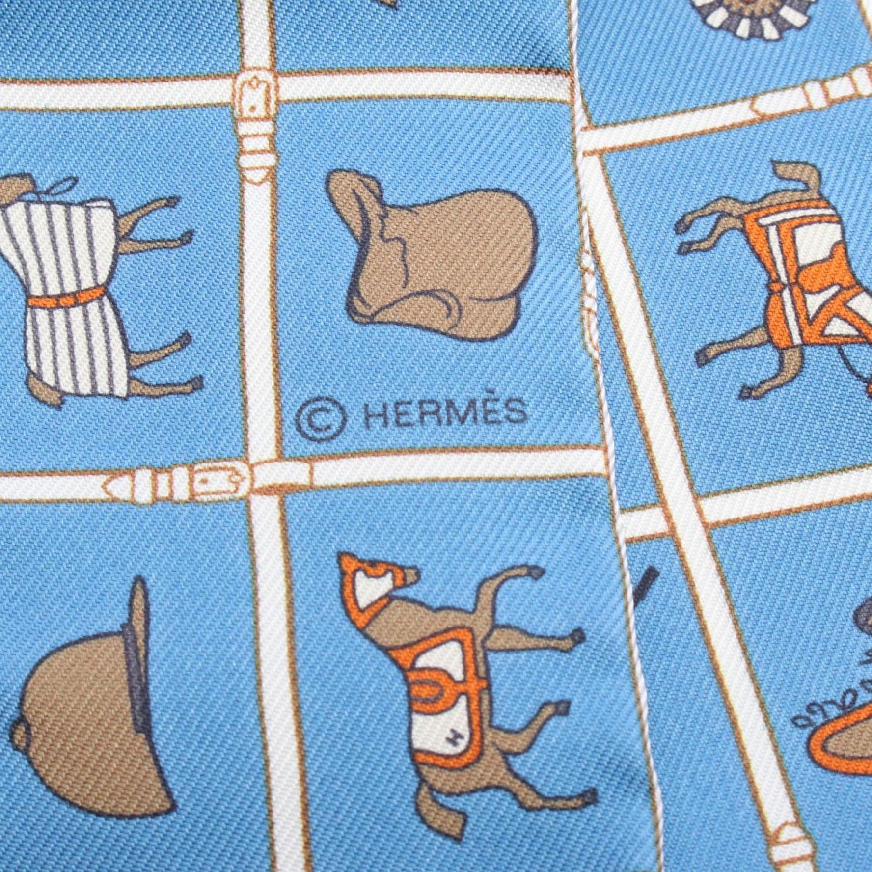 Hermes Hermès Twilly Couvertures Nouvelles Silk Scarf in Blue, White, and Multicolor