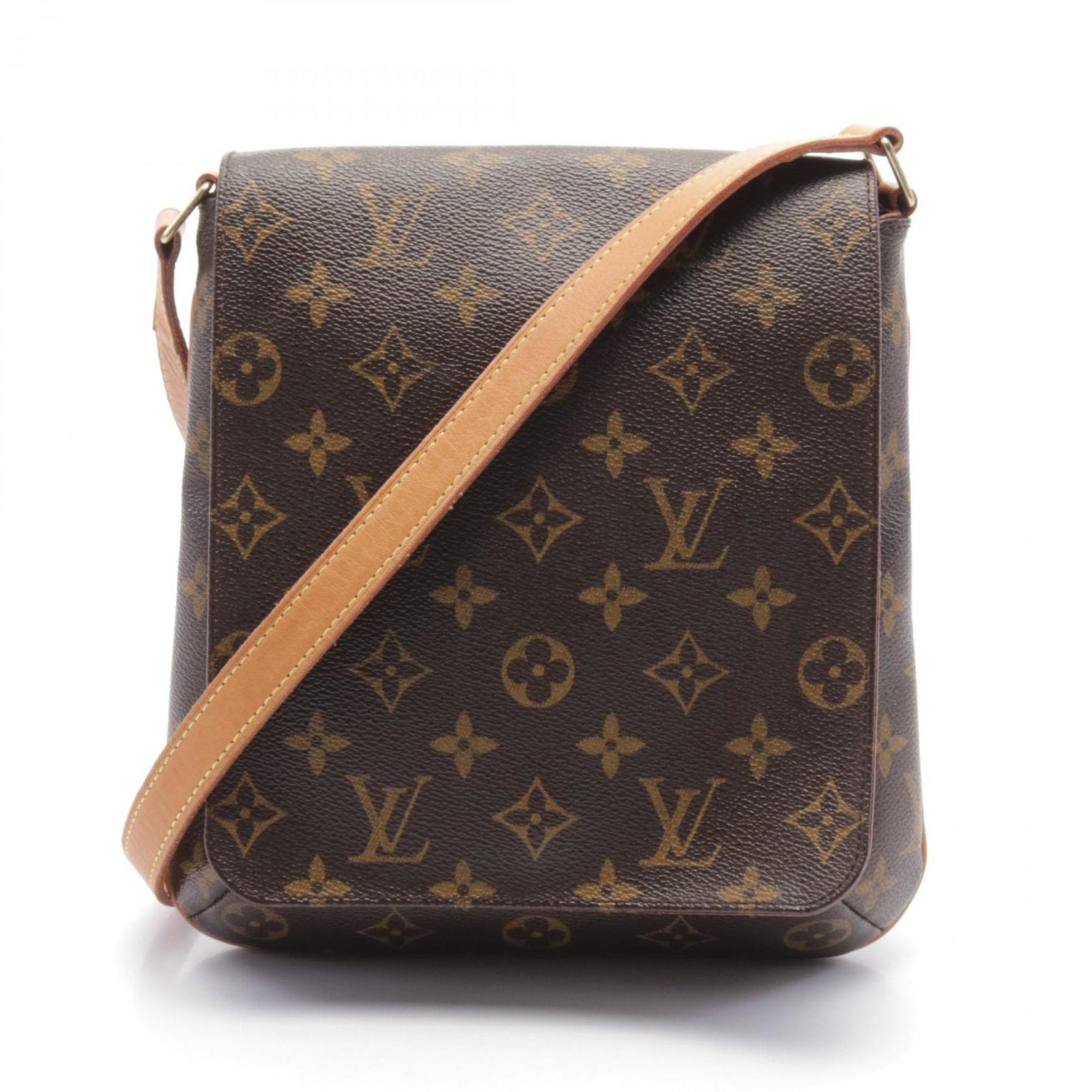 Louis Vuitton Musette Salsa Long Strap Shoulder Bag Coated Canvas Leather Monogram Brown
