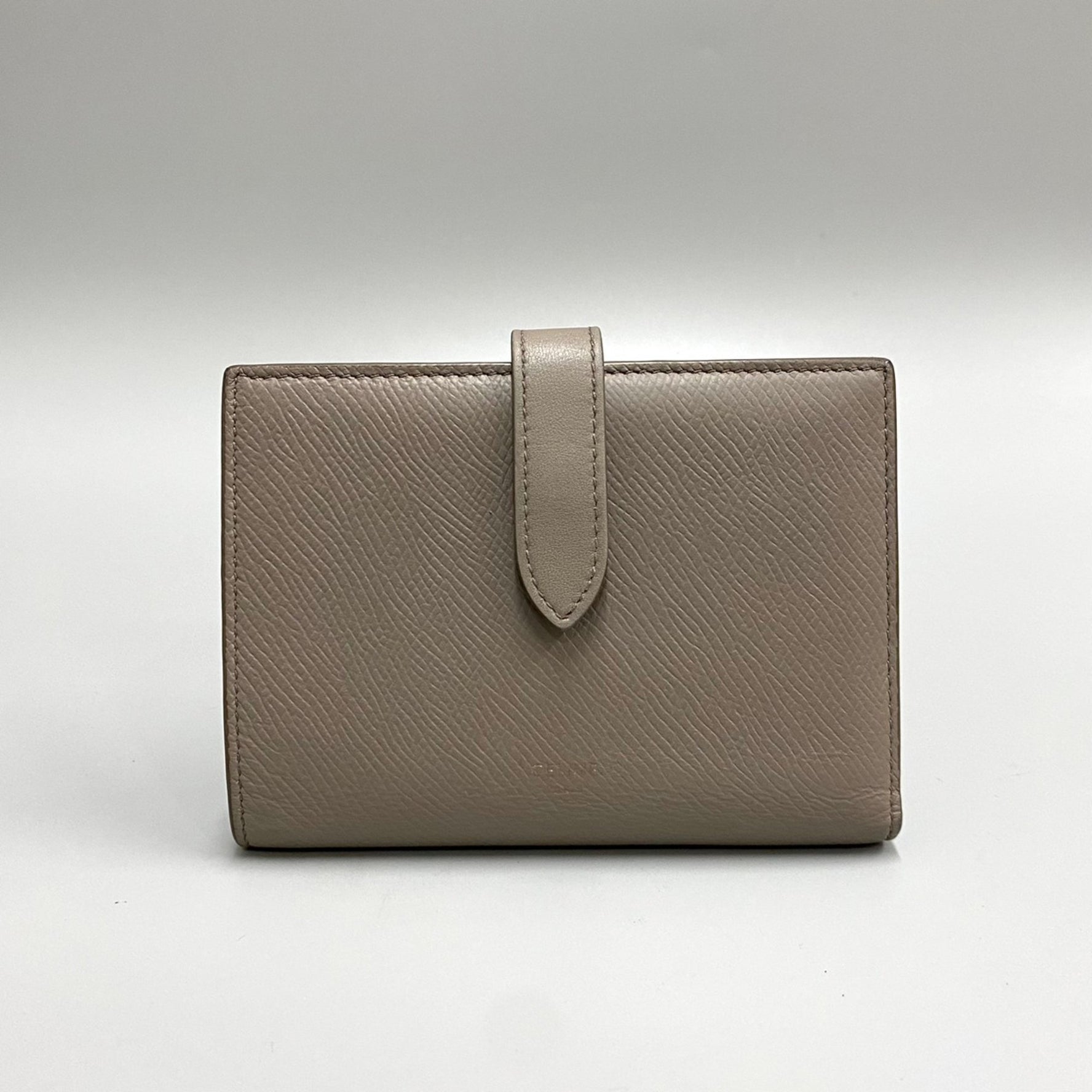 CELINE Logo Leather Genuine Bifold Wallet Mini Coin Purse Case Card