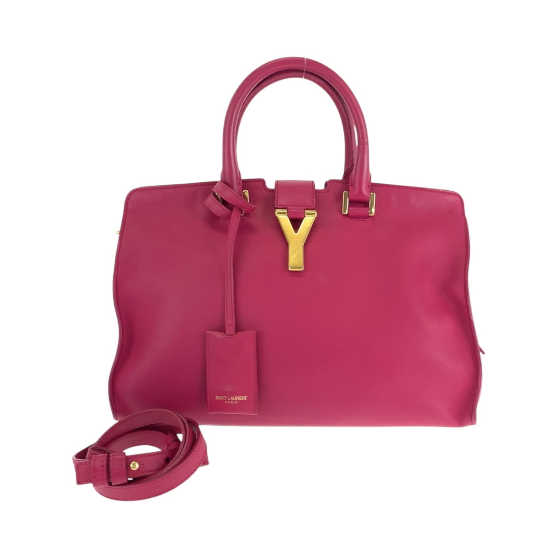 Saint Laurent Yves PARIS Paris Petit Cabas Y-line Fuchsia Gold hardware Leather 5514 Shoulder bag Handbag