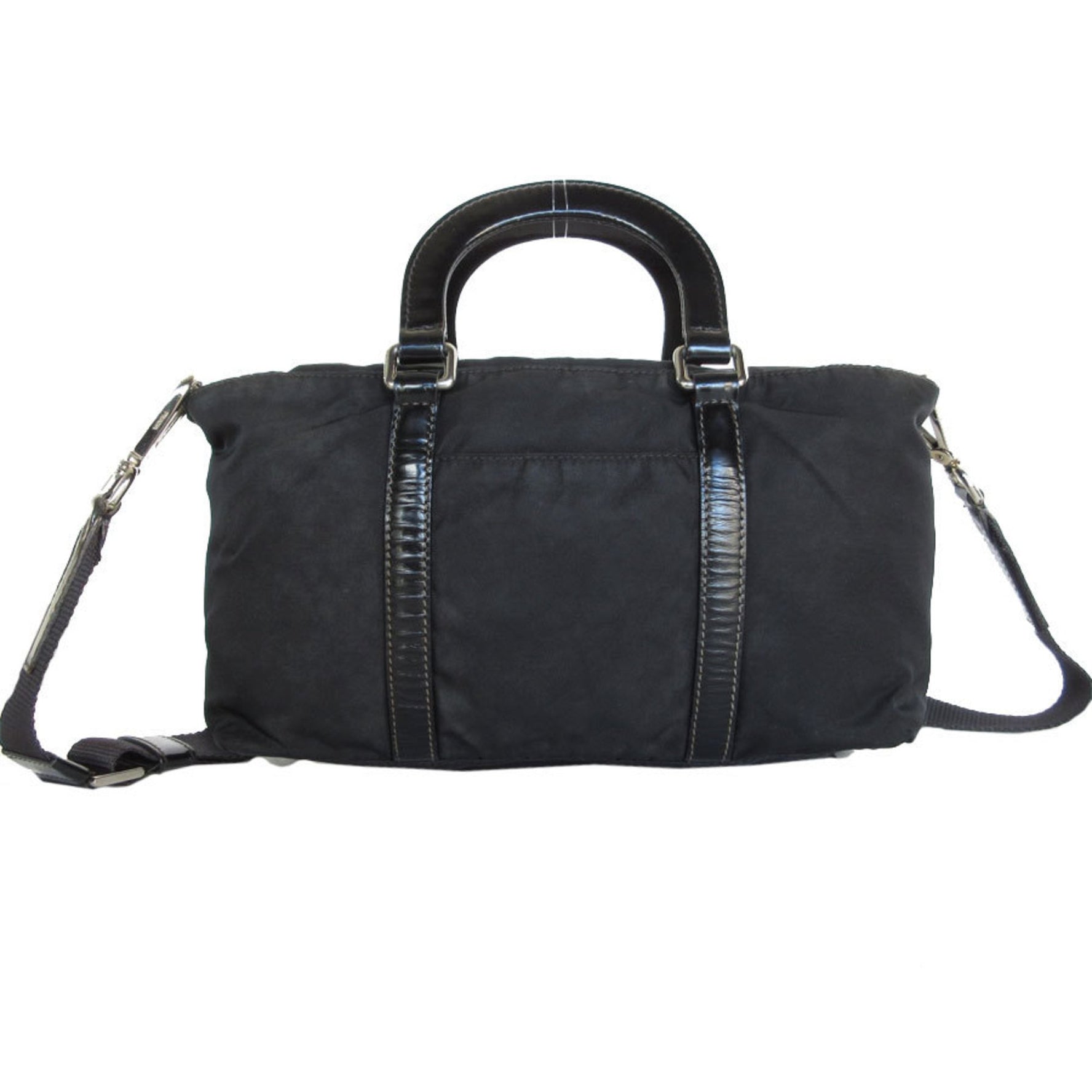 PRADA handbag shoulder bag nylon silver ladies