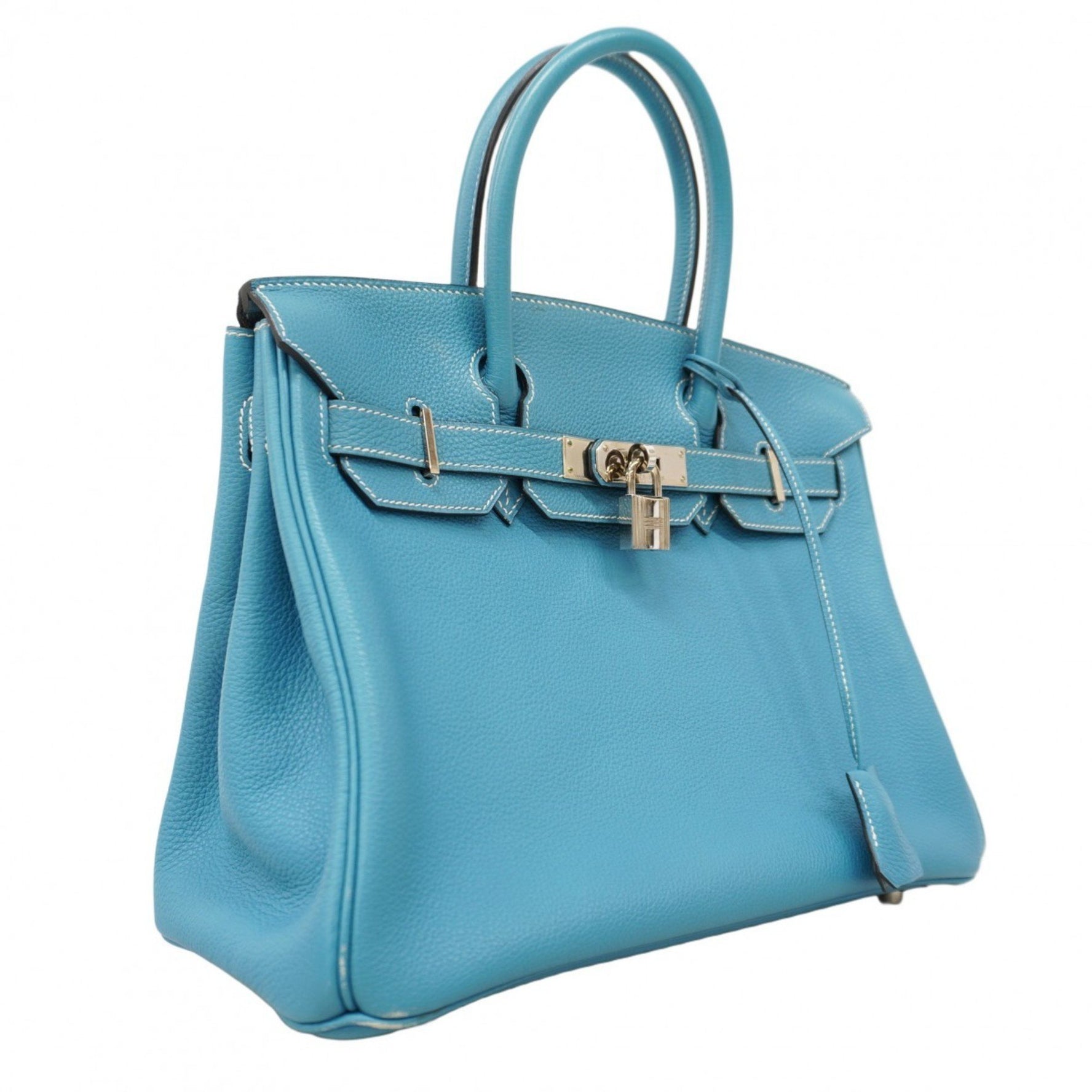 Hermes Hermès Birkin 30 Togo Blue Jean Handbag (E Stamp) for Women