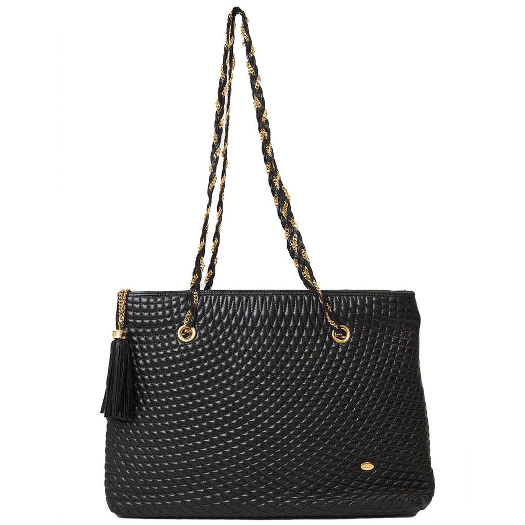 BALLY Quilted Chain Shoulder Bag Leather Tote