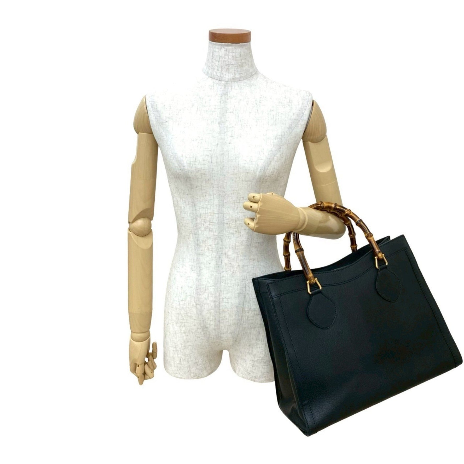 GUCCI Old Vintage Bamboo Leather Tote Bag Handbag