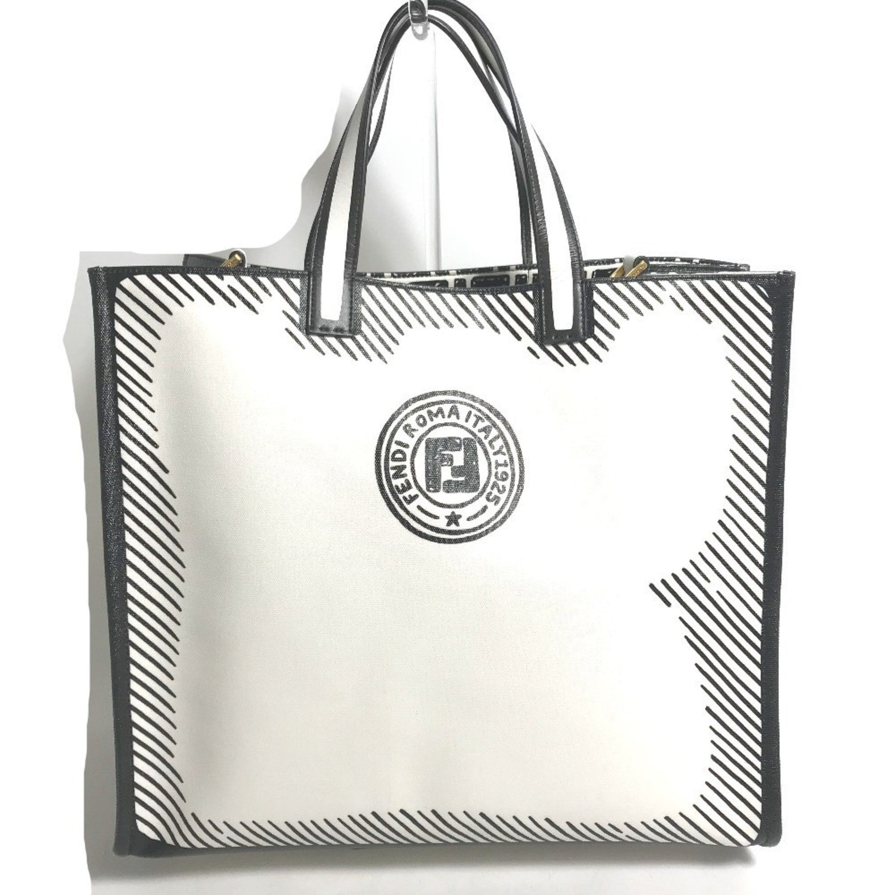 FENDI Joshua Vides collaboration shopper bag, shoulder tote coated canvas, men's, white