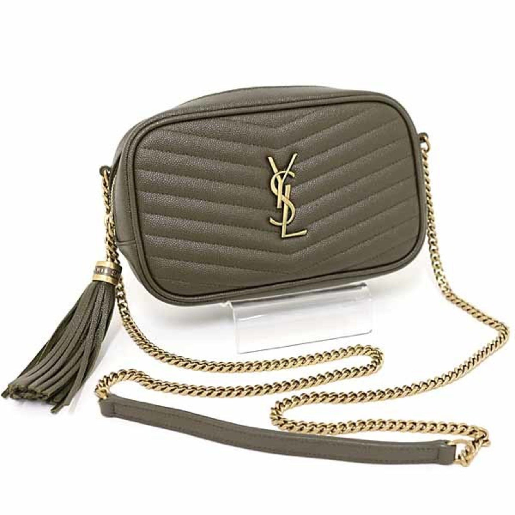 Saint Laurent Lou chain shoulder bag with tassel, calfskin