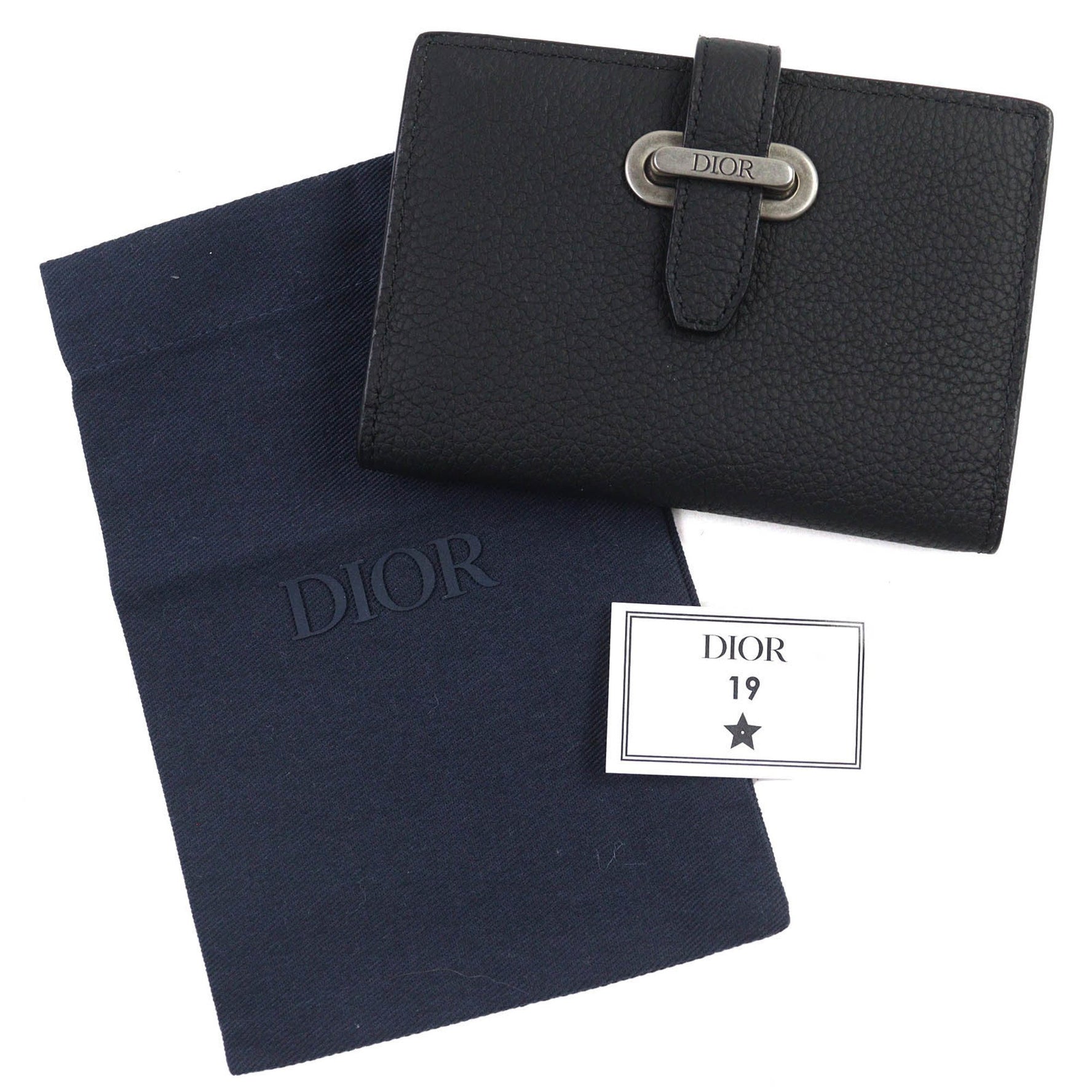 Christian Dior DIOR Dior Normandie Logo Leather Card Holder/Card Case in with Silver Hardware and Dust Bag, Made Italy