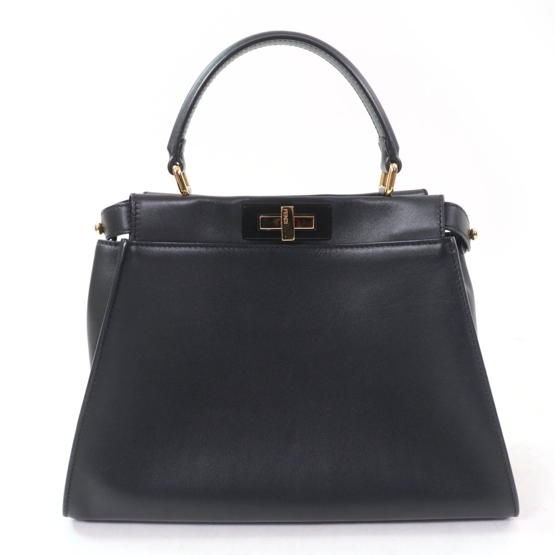 FENDI Peekaboo Regular Nappa Leather Shoulder/Handbag, with Gold Hardware, Dust Bag, Made in Italy