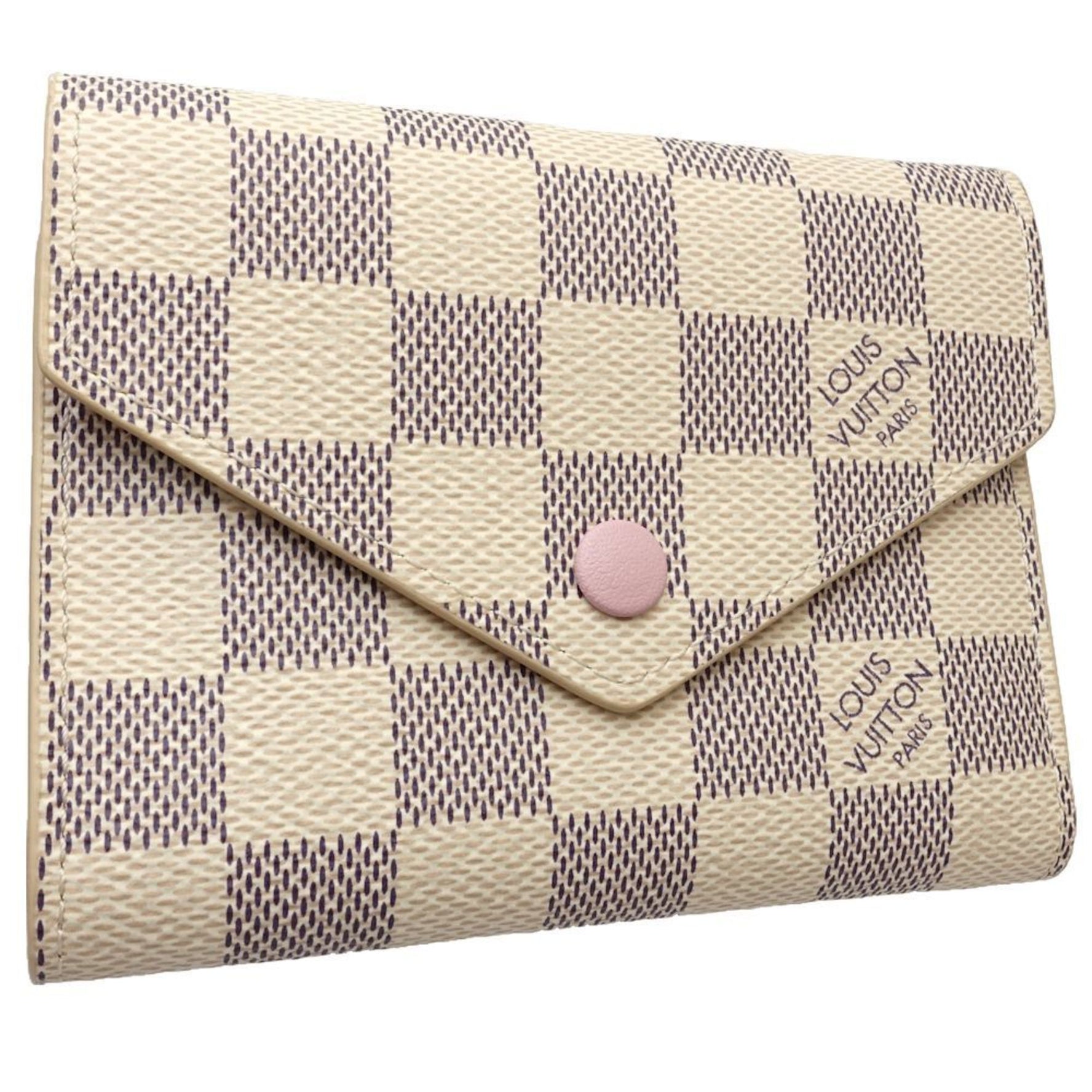 Louis Vuitton Damier Azur Tri-fold Wallet Portefeuille Victorine Rose Ballerine