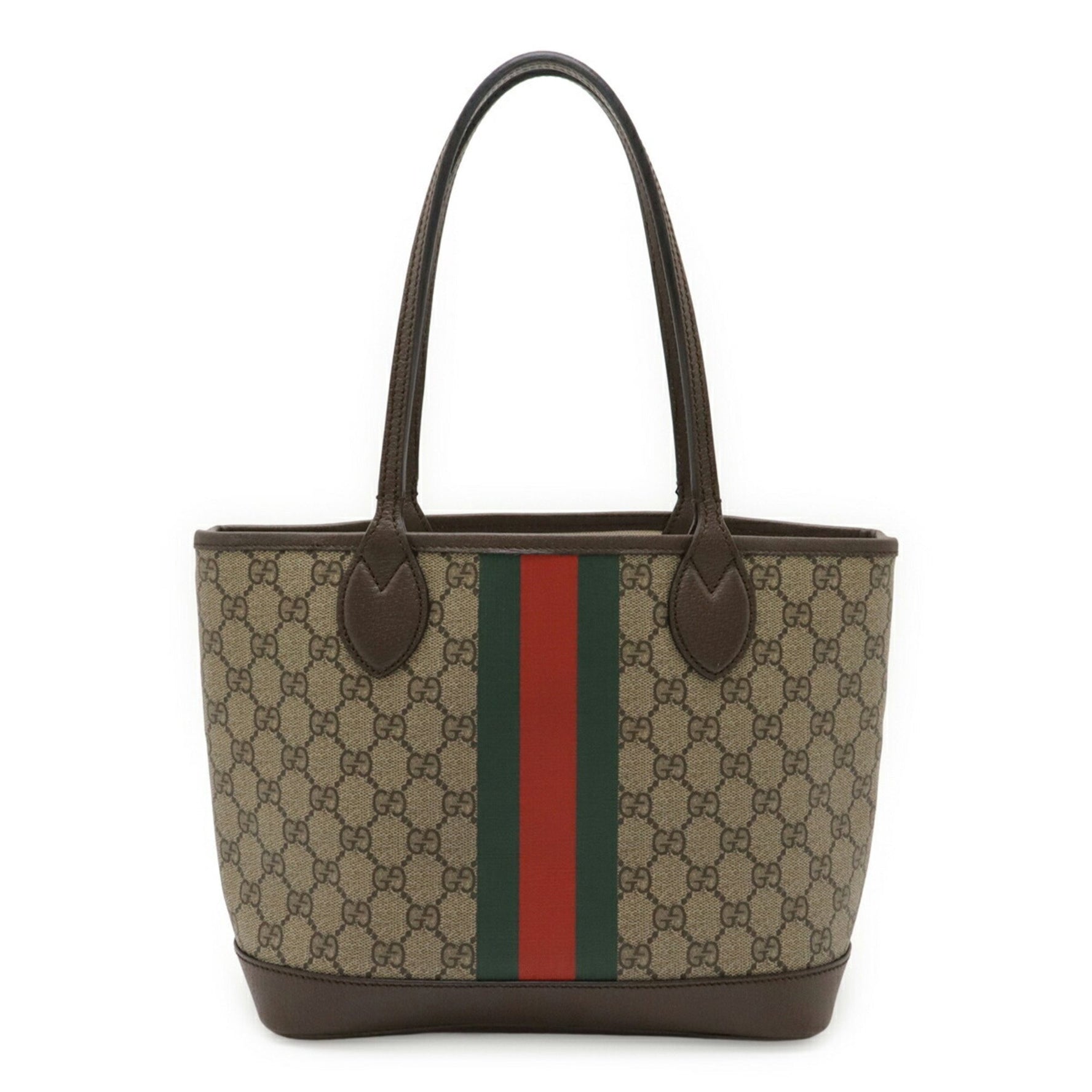 GUCCI Ophidia GG Medium Tote Bag Shoulder in PVC and Leather, Beige, Mocha Brown