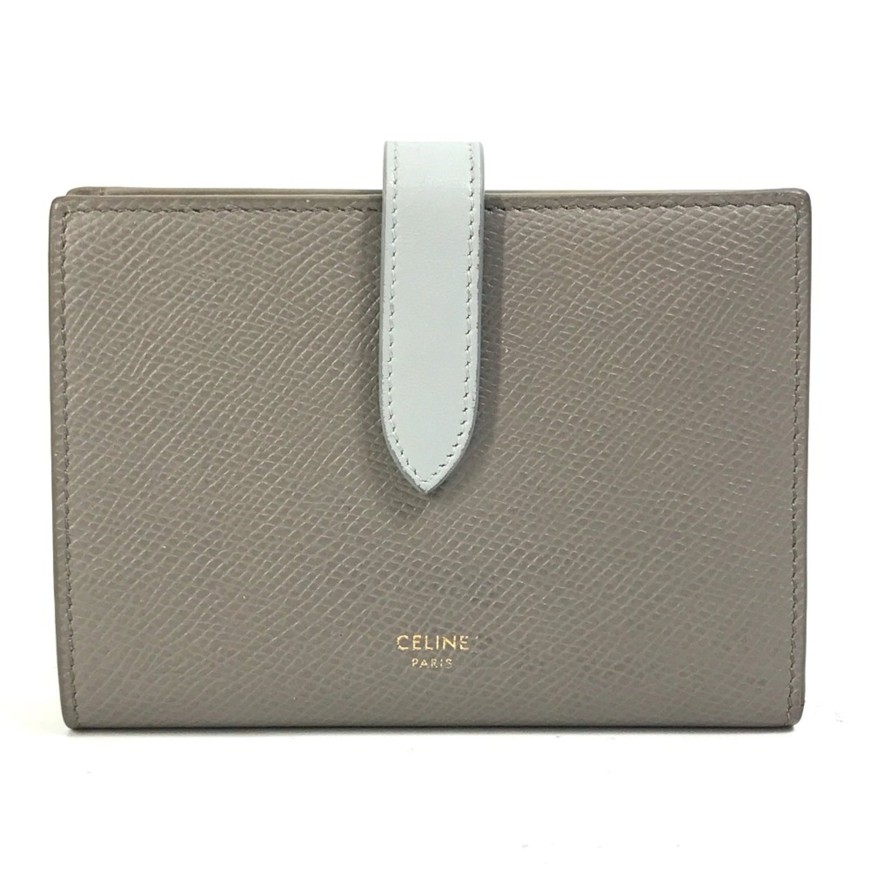 CELINE Bicolor Trifold wallet Pebble /Mineral x light blue