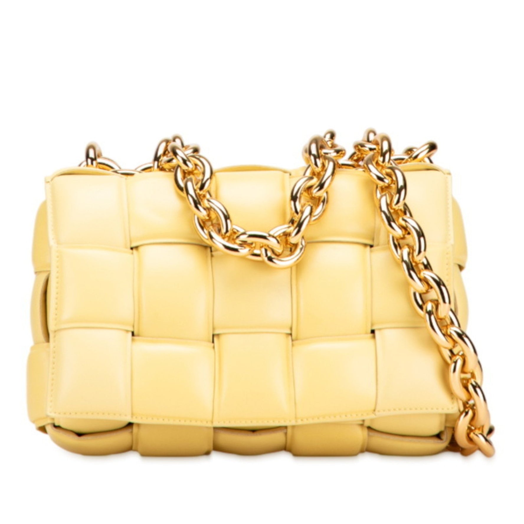 Bottega Veneta Maxi Intrecciato Cassette Chain Shoulder Bag in Leather