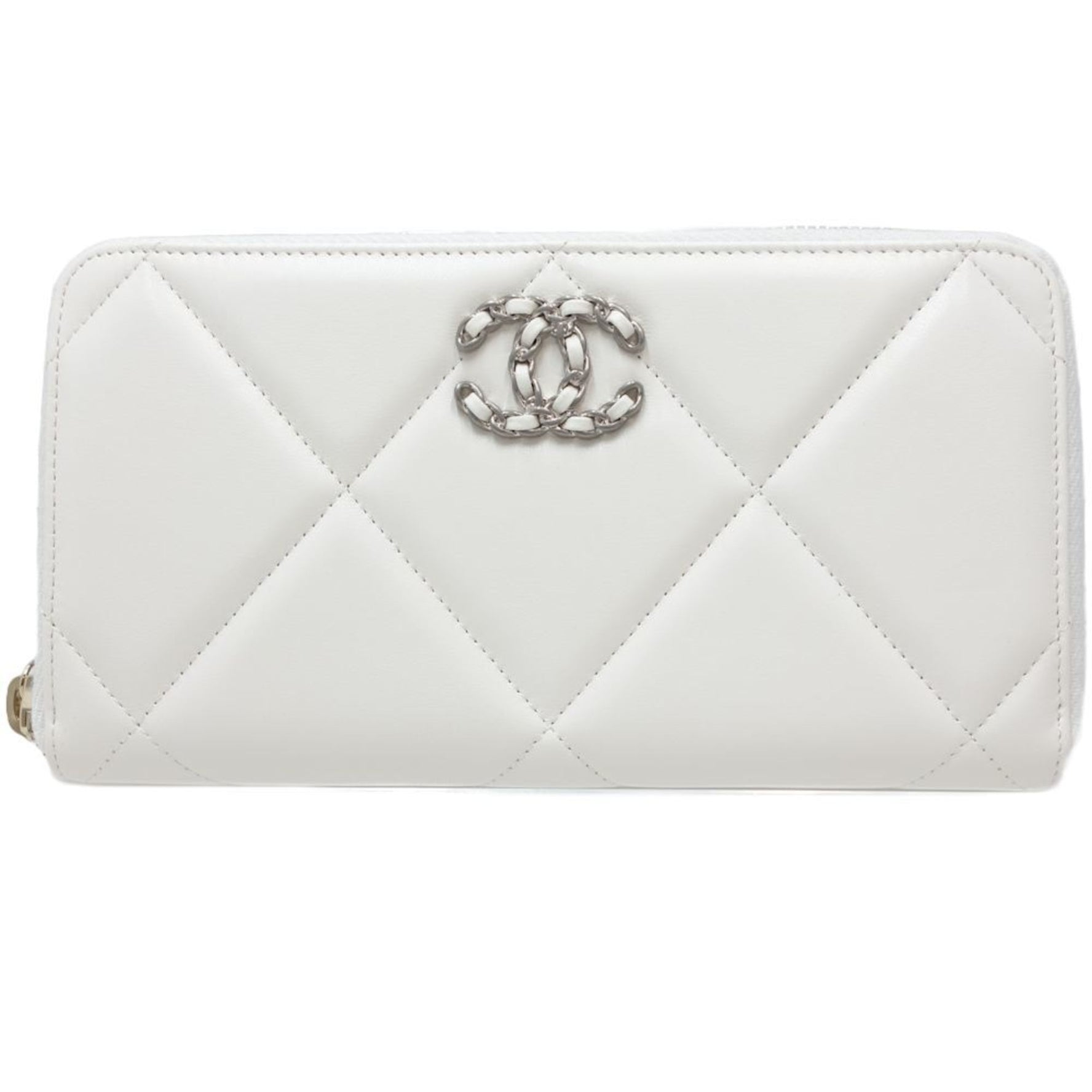 CHANEL 19 Round Zipper Matelasse CC Mark Long Wallet Leather