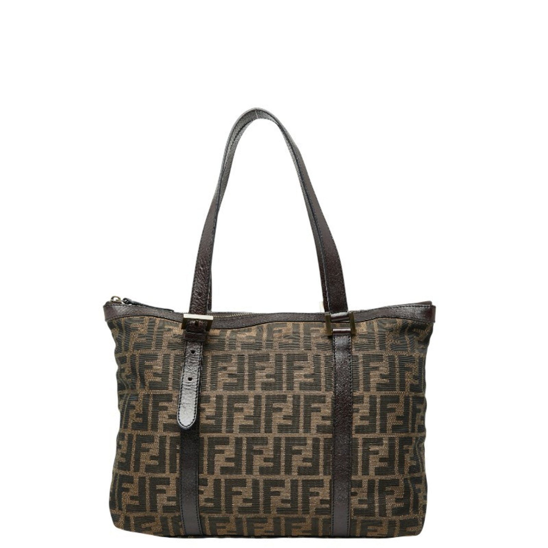 Fendi Zucca handbag tote bag canvas and leather