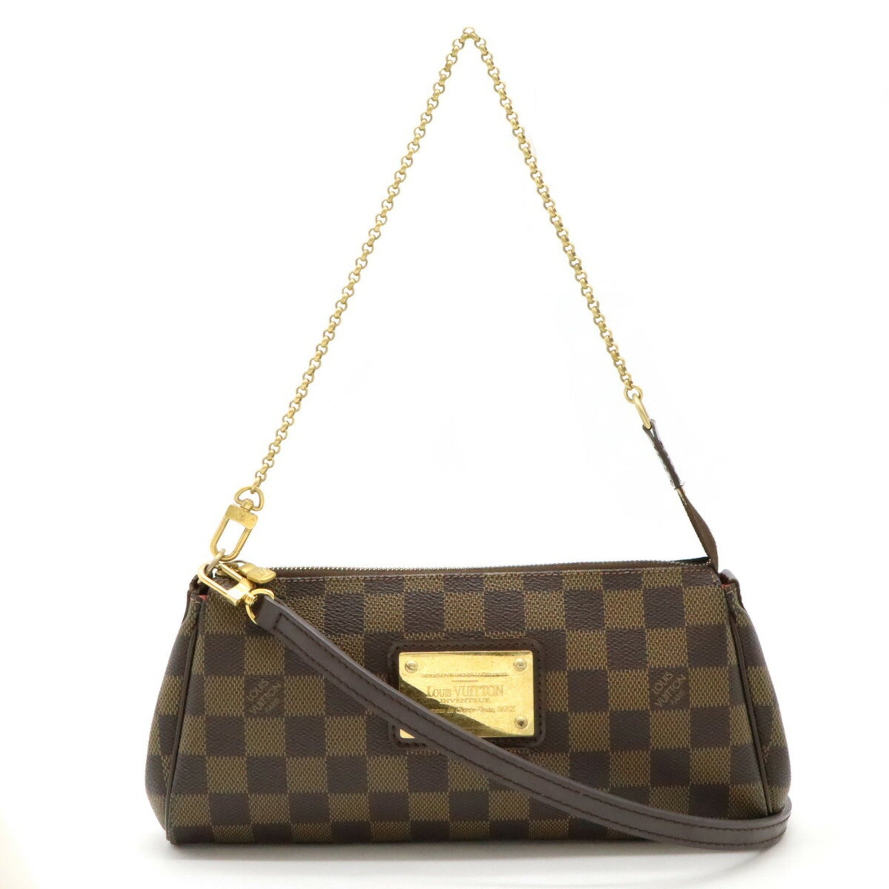 Louis Vuitton Damier Eva Pouch Clutch Bag Chain Shoulder