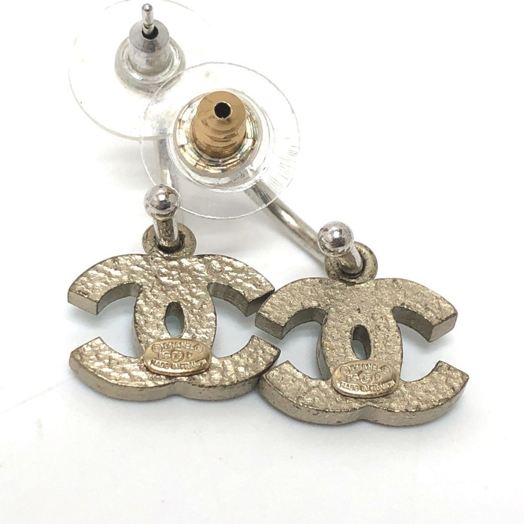 CHANEL Coco Mark Rhinestone Earrings, Metal