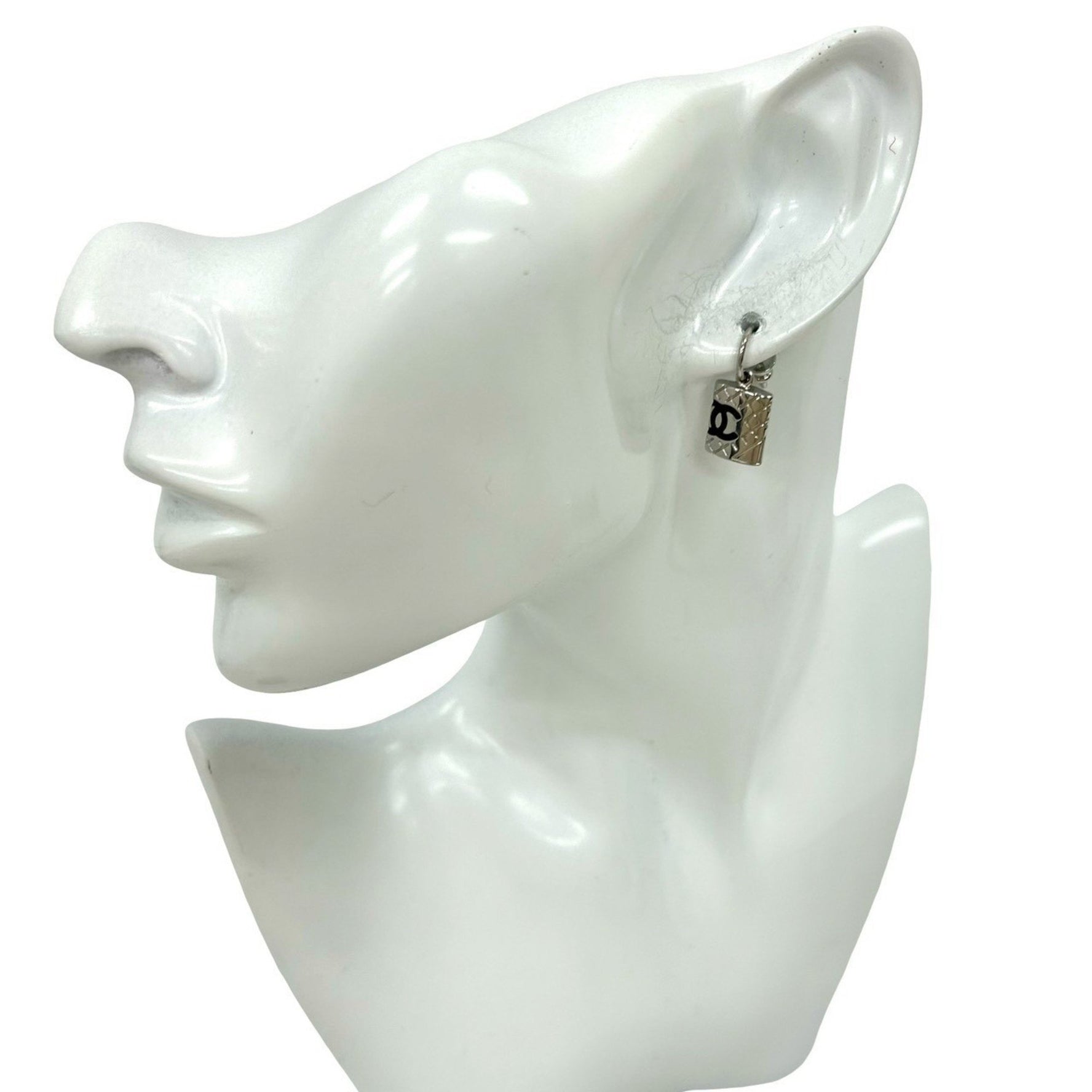 CHANEL Cambon Coco Mark Metal Earrings