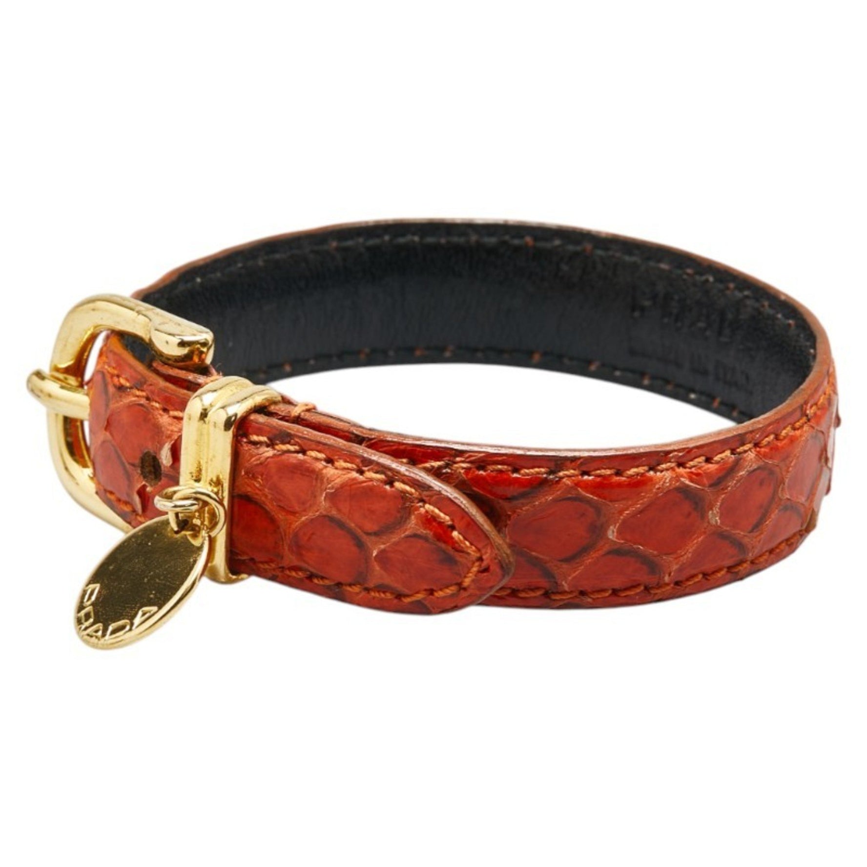 Prada Python Embossed Belt Bracelet in Red Leather