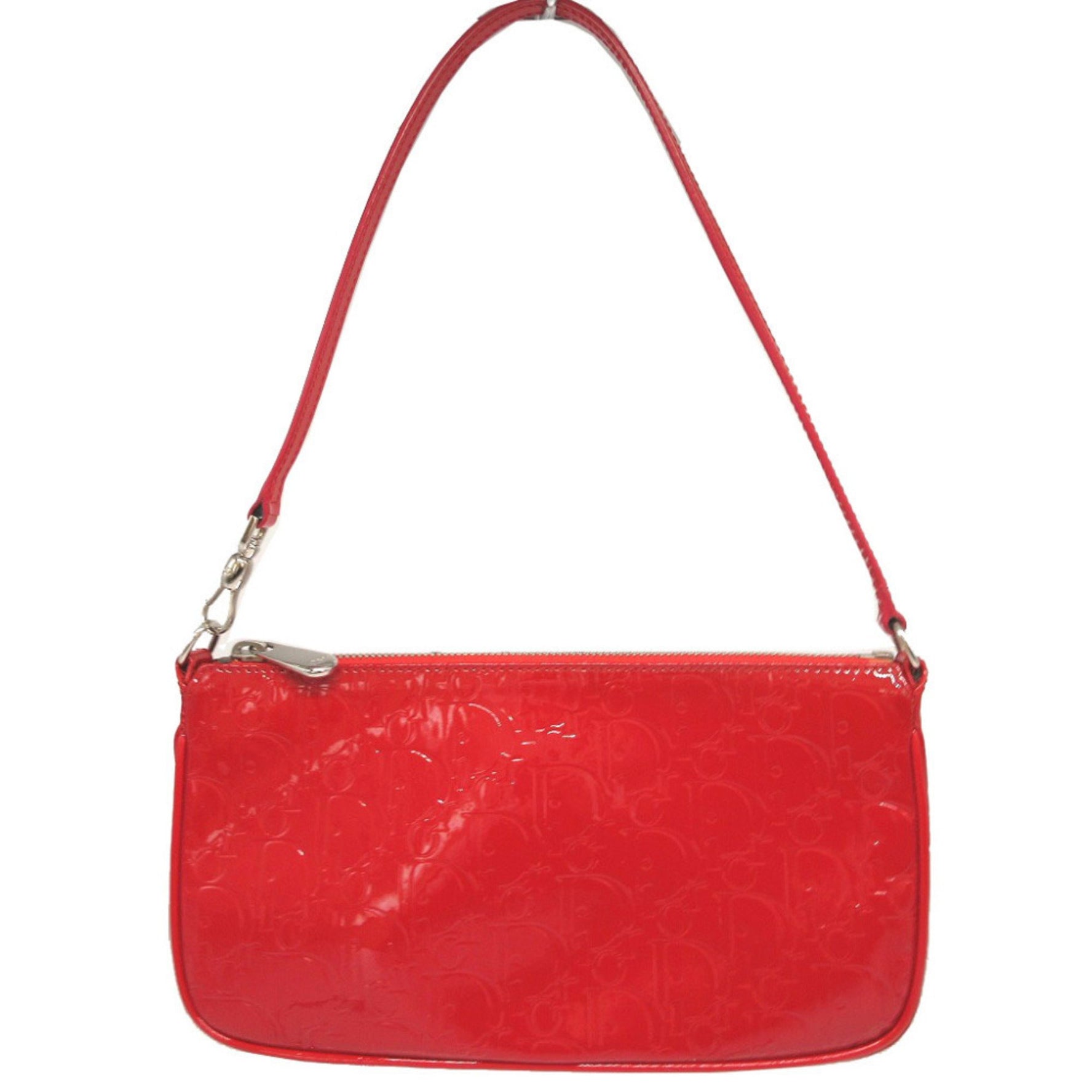 Christian Dior Trotter Oblique Patent Leather Red Shoulder Bag 0446