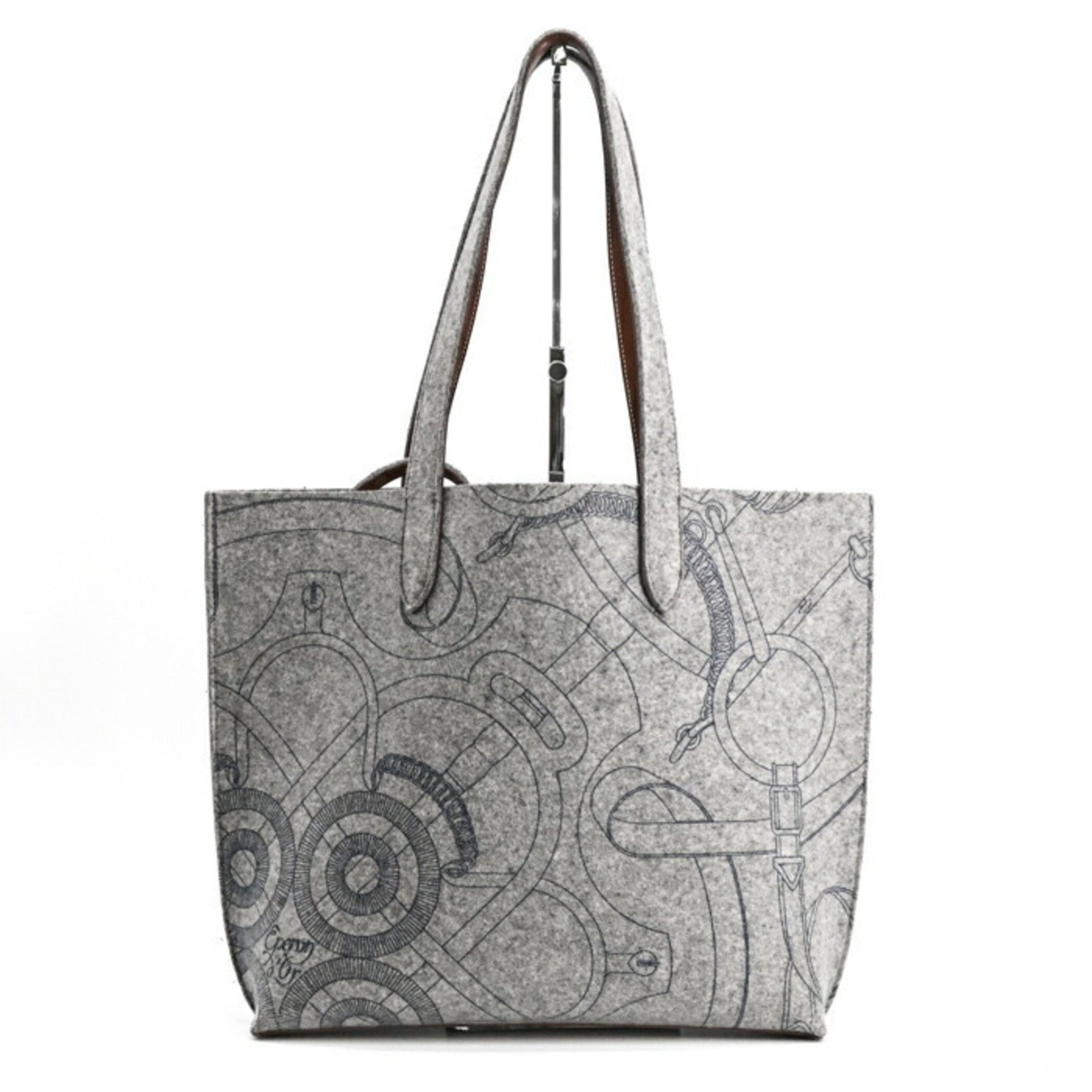 HERMES Karimi MM Tote Bag, Felt and Leather, Men's/Women's, #□L