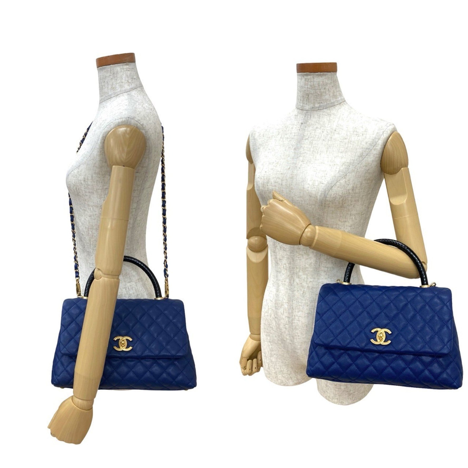 CHANEL Matelasse Coco Caviar Skin Handbag/Shoulder Bag, Blue