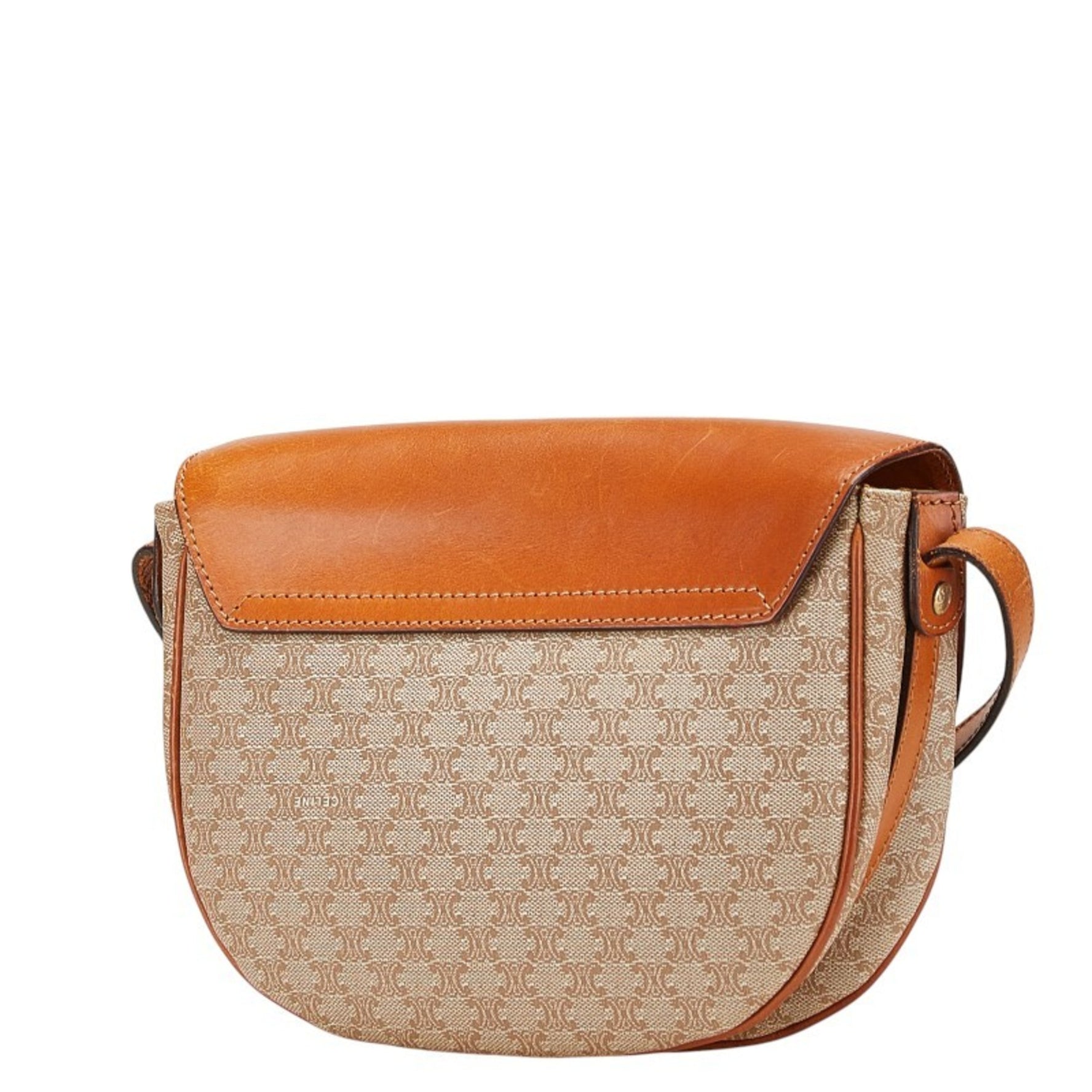 Celine Macadam Shoulder Bag in Beige and Brown Leather