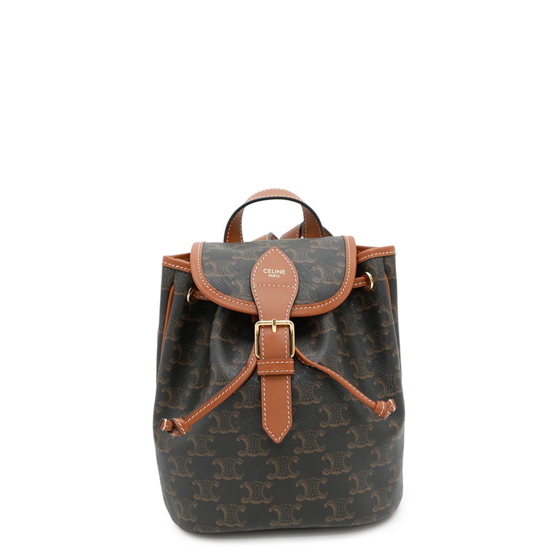 Celine Triomphe Mini Falco Backpack in Brown Calfskin Leather