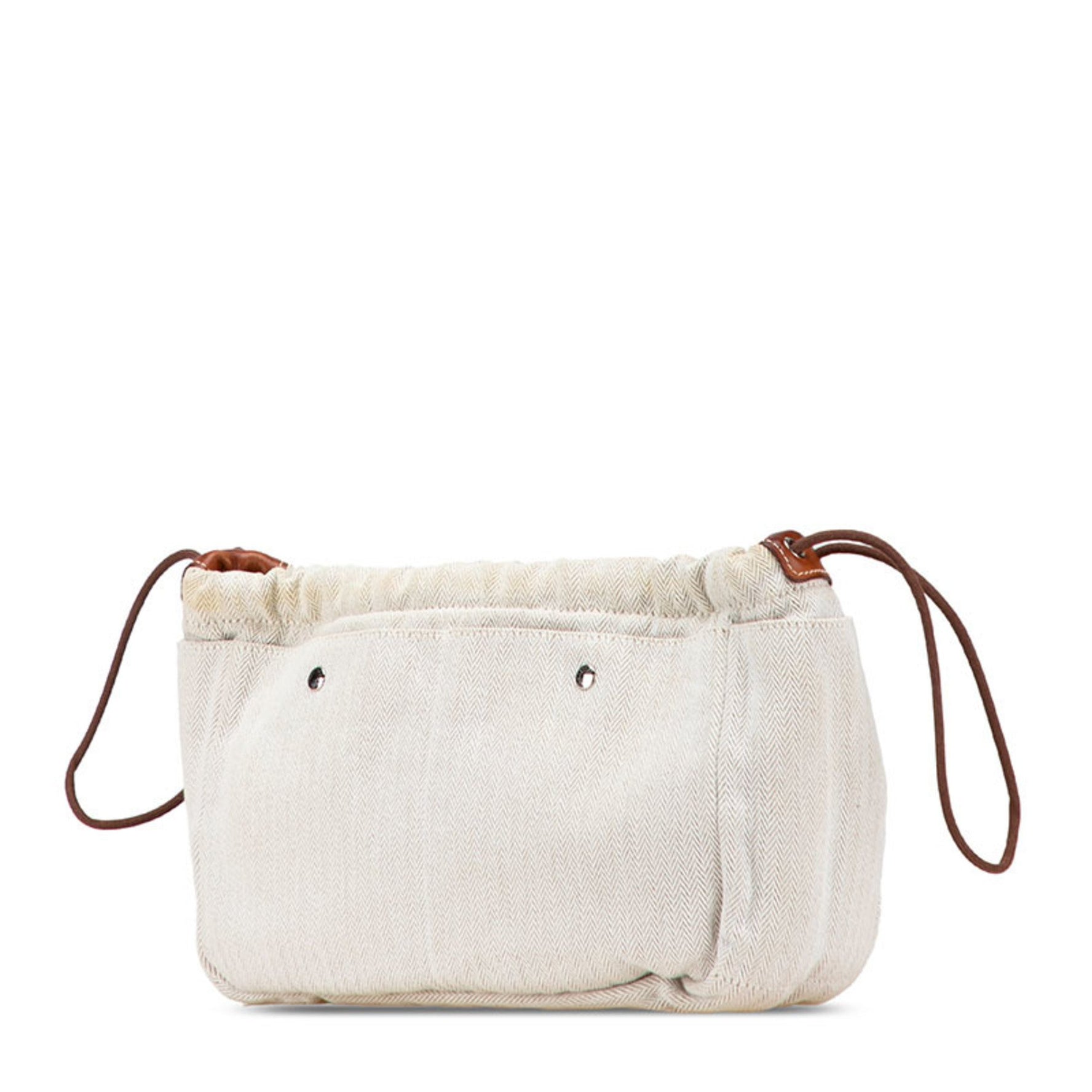 Hermes Hermès Fourbi 25 Bag-in-Bag Pouch in Natural Brown Toile Chevron Leather