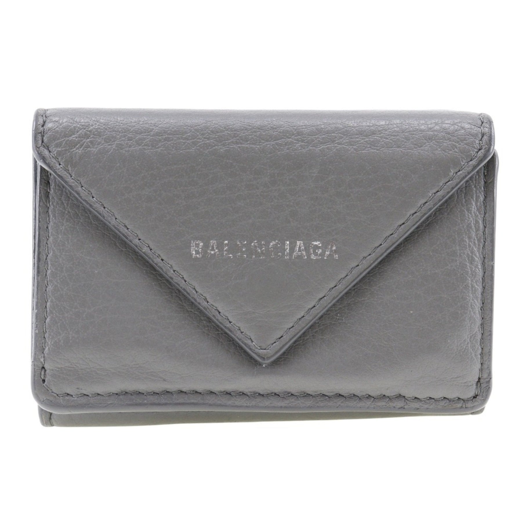 BALENCIAGA Paper Wallet Trifold Calf Snap Button Men's