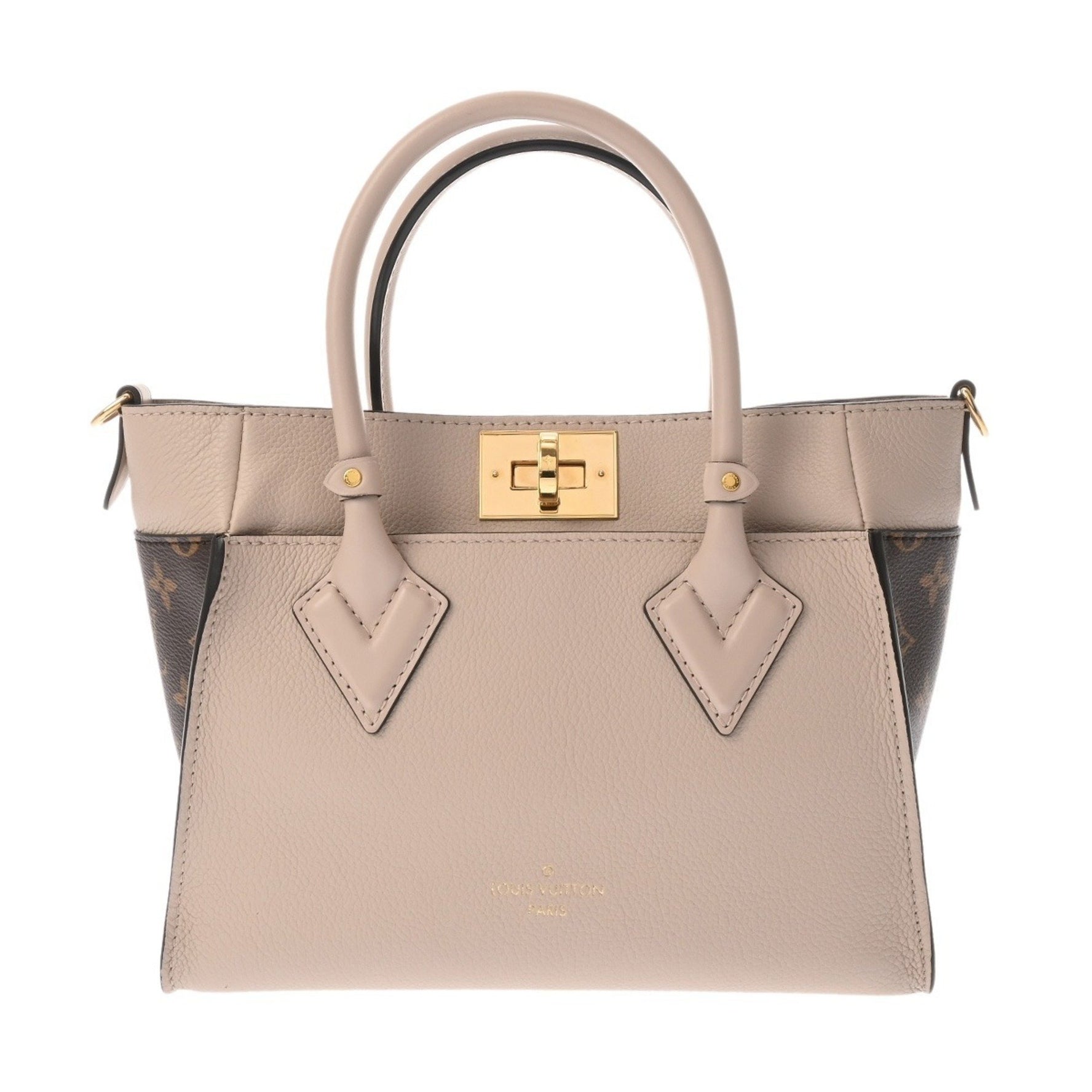 LOUIS VUITTON Monogram On My Side PM Greige Canvas and Calfskin Bag