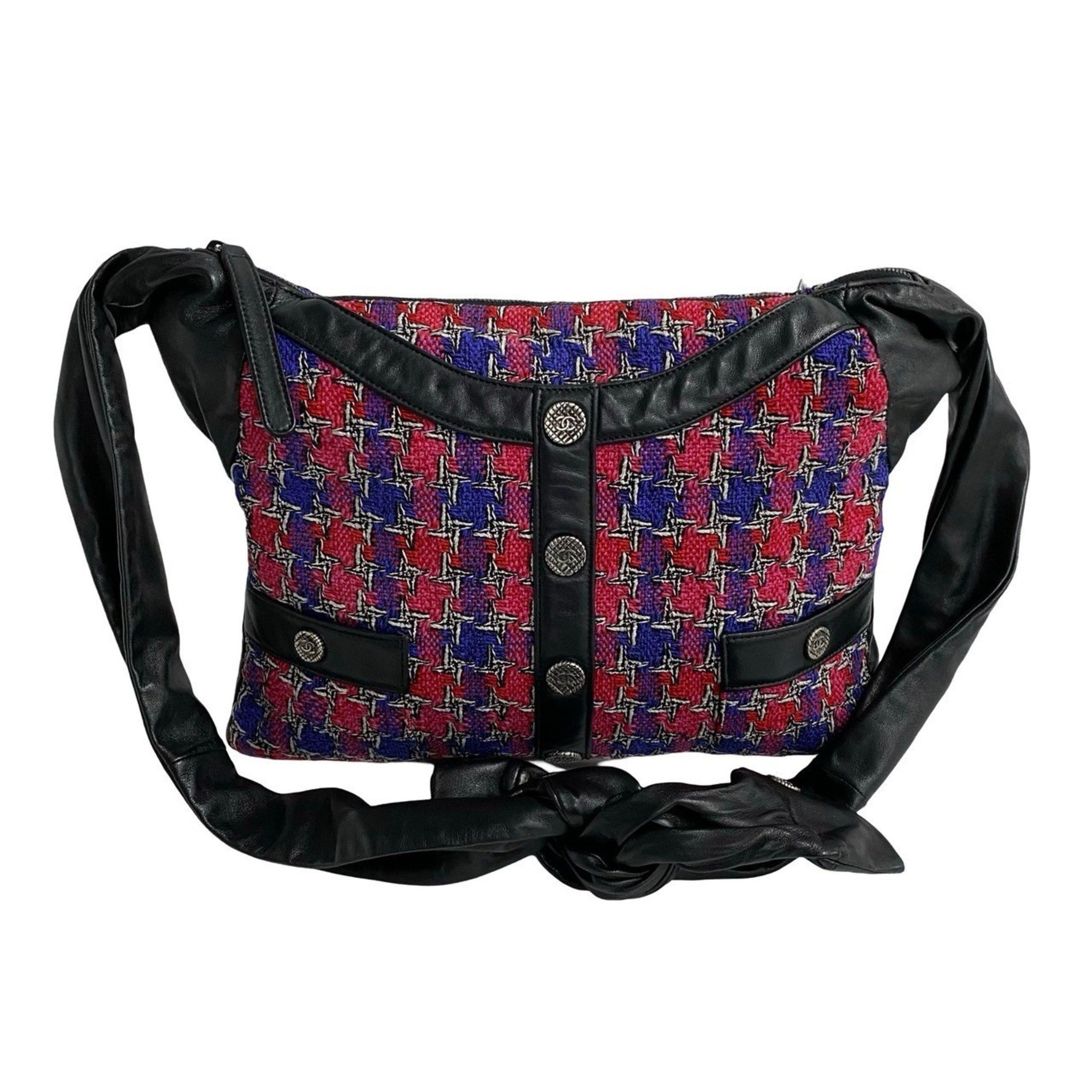 CHANEL Girl Coco Mark Tweed Lambskin Leather Shoulder Bag, Pink