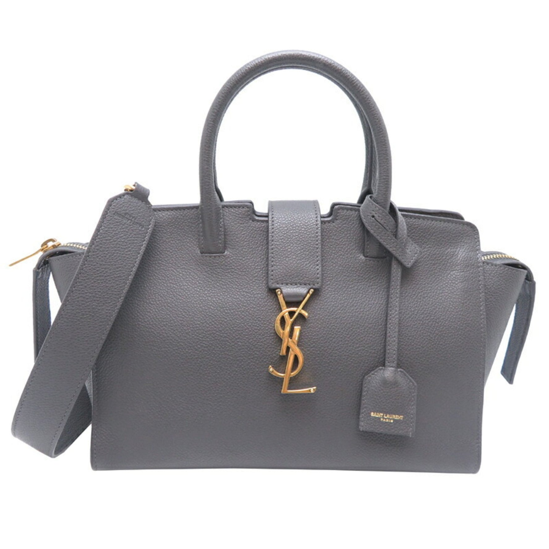 Saint Laurent Baby Downtown Cabas Handbag Leather Grey