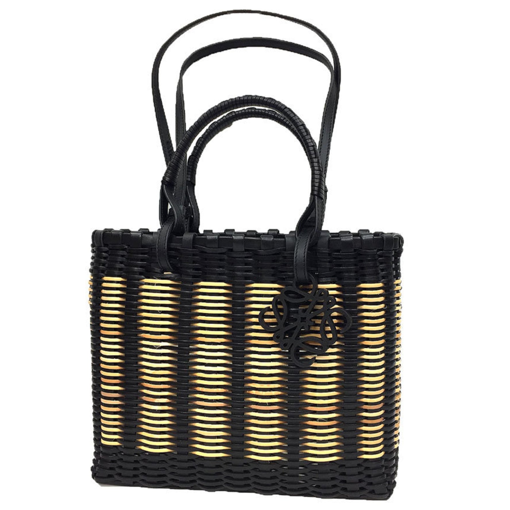 LOEWE Square Rattan Bag Natural x Leather